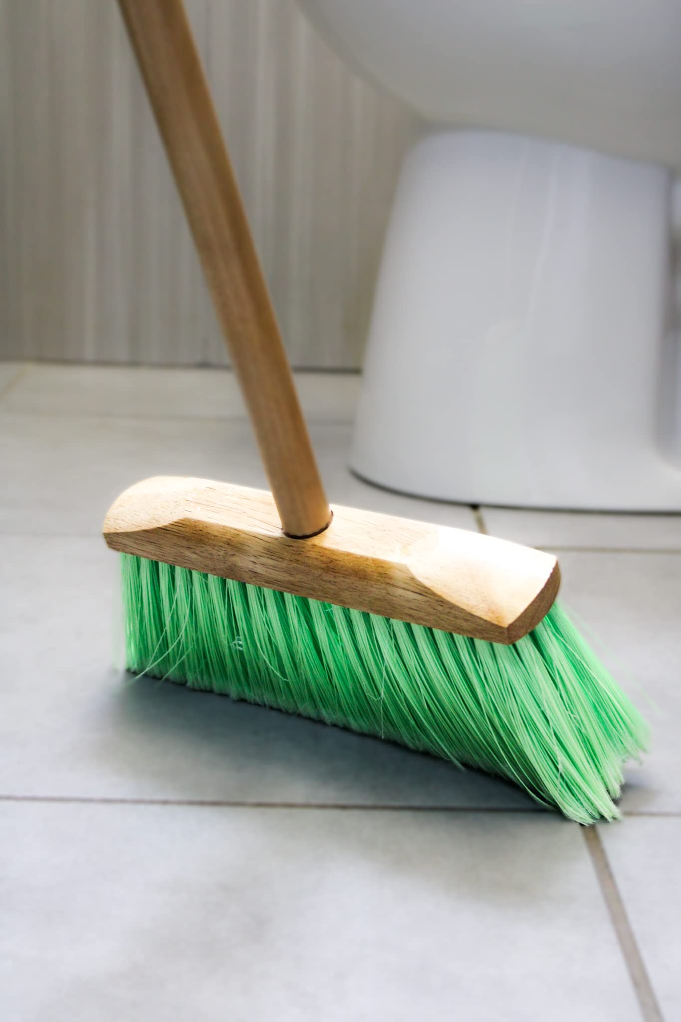 Heavy Duty Wooden Broom with Soft Bristles - Indoor/Outdoor Sweeper for Home, Kitchen, Office, Patio & Deck - Replaceable Broom Head with Handle - Perfect for Hardwood Floors, Tile & Outdoor Cleaning
