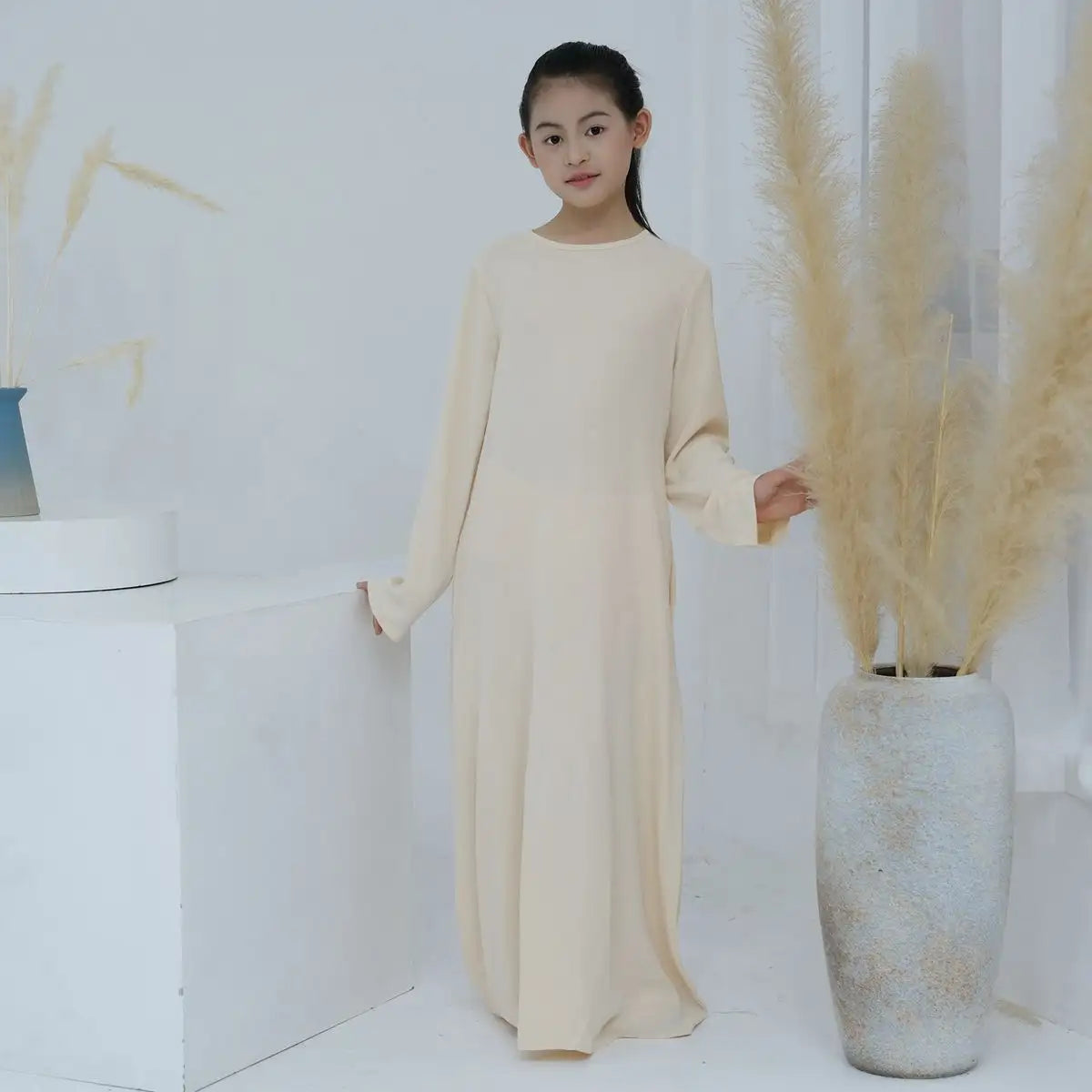 Middle Eastern Arab Girls' Abaya Inner Dress - Modest Underdress for Kids - Perfect for School, Prayer & Special Occasions