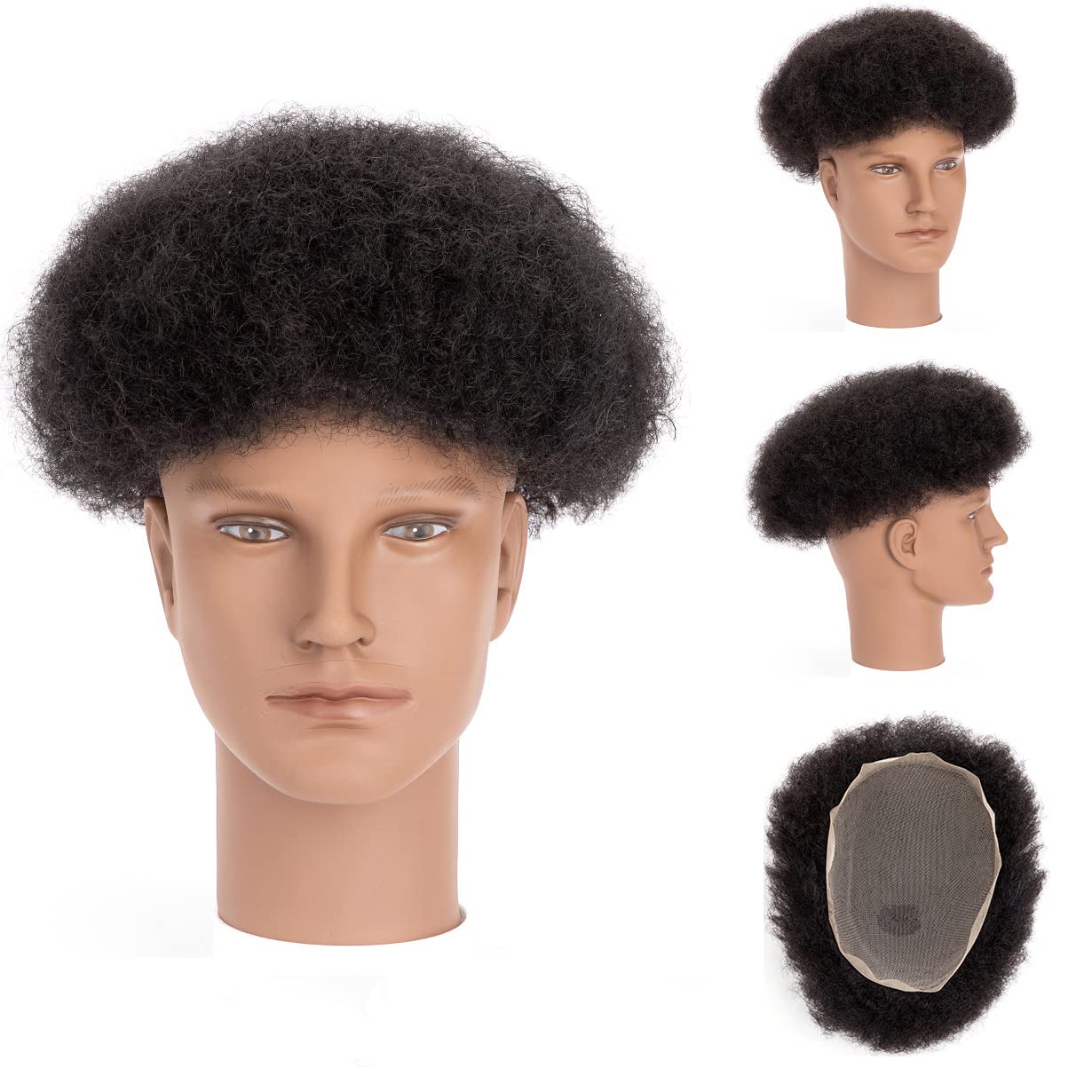 Originea DAIXI 8x10 Inches Lace Front Wig for Men - 100% Human Afro Curly Hair Toupee with 4mm Curl, Breathable Lace Base & Natural Hairline | African American Hair Replacement System for Daily Wear, Special Occasions & Hair Loss Solutions