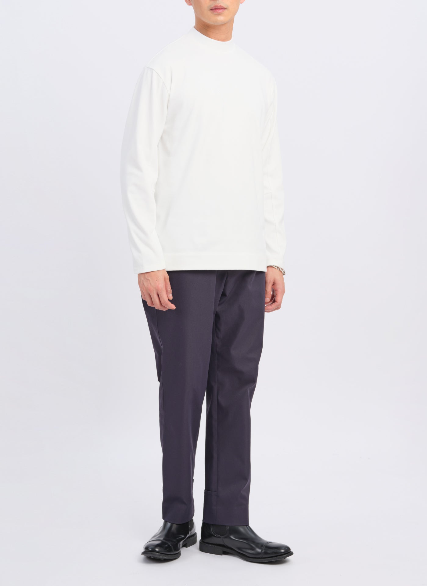 Premium Mercerized Cotton Mock Neck T-Shirt (T05) - Soft & Durable for Casual Wear, Layering & Everyday Comfort