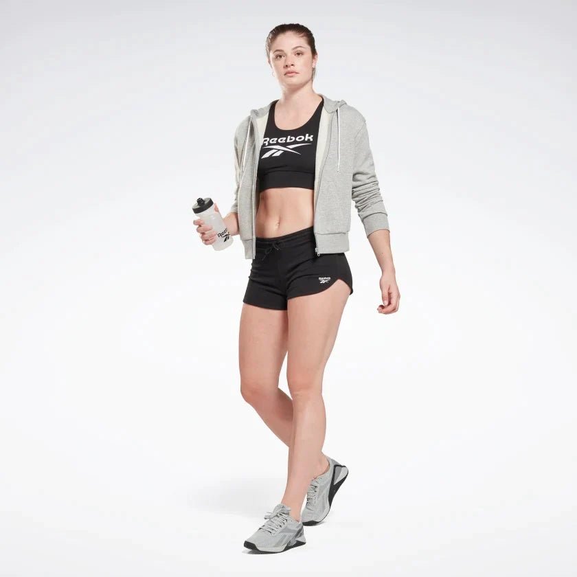 Reebok Women's Identity French Terry Black Shorts - Comfortable Athletic Shorts for Running, Yoga & Gym Workouts