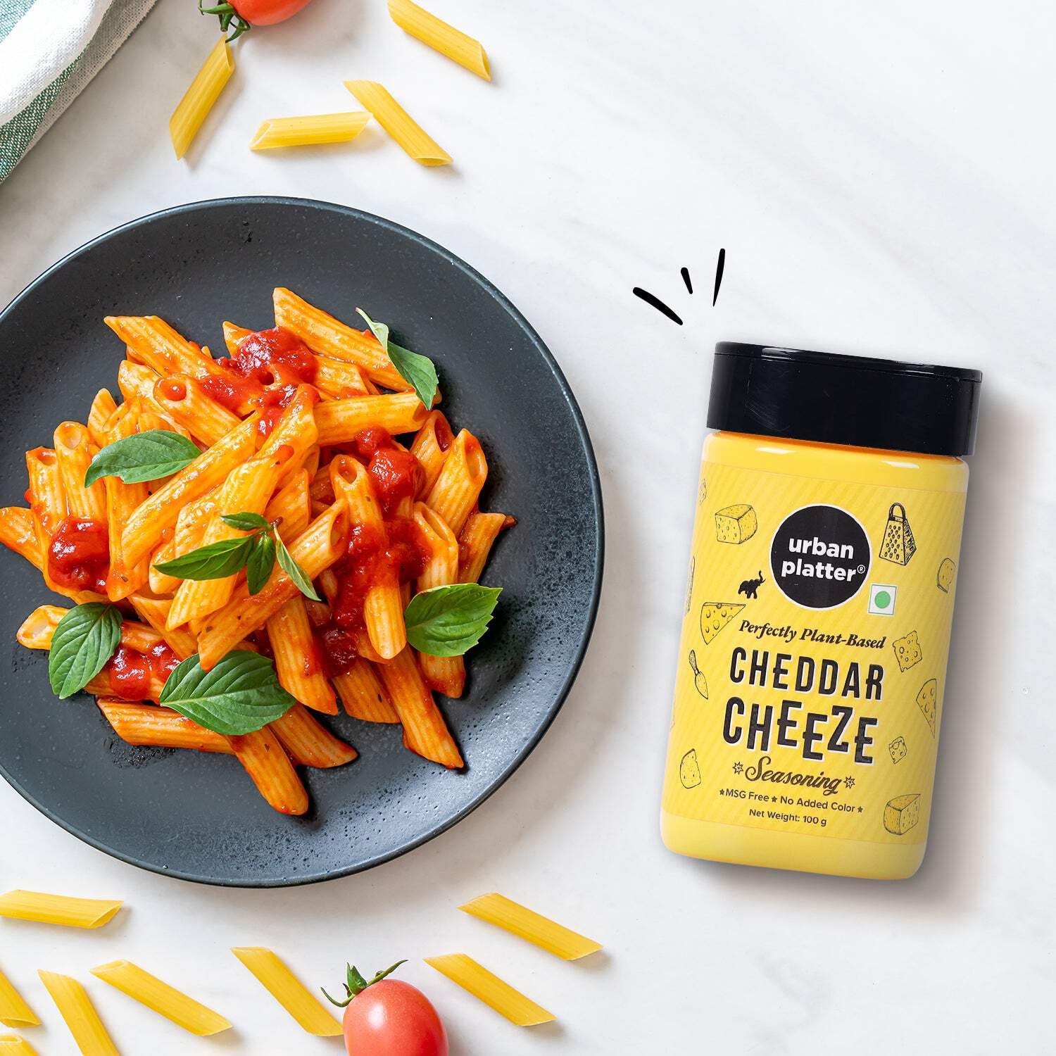 Urban Platter Cheddar Cheese Powder - Dairy-Free Vegan Seasoning for Popcorn, Pasta & Fries (100g) | Perfect for Movie Nights, Snack Time & Cooking