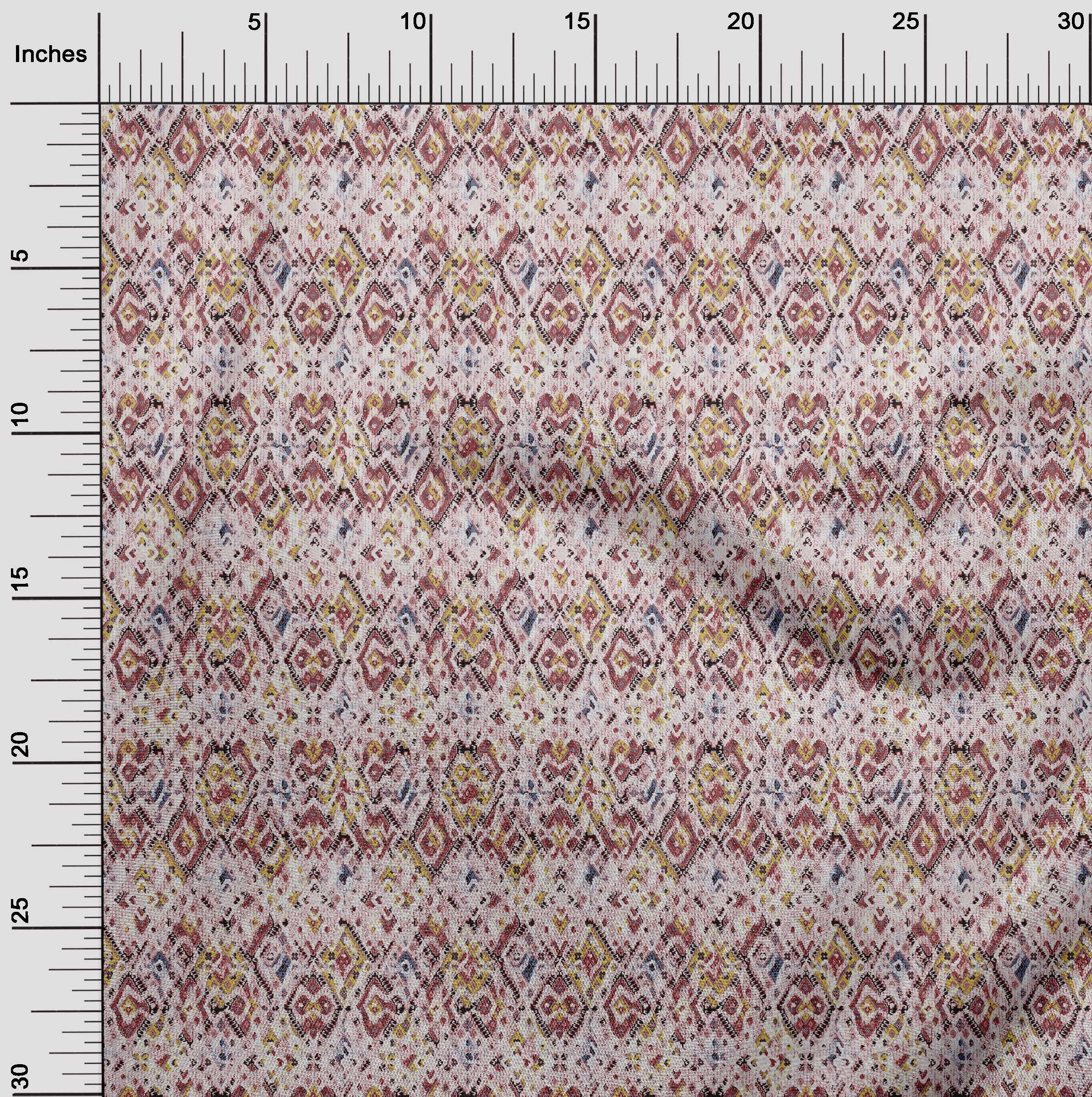 oneOone Cotton Flex Light Pink Asian Kilim Print Fabric by The Yard - 40 Inch Wide Soft Dress Material for DIY Clothing, Home Decor & Craft Projects