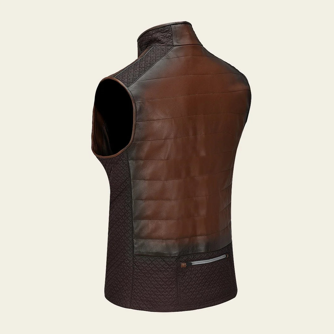 H340COC Men's Cuadra Brown Casual Fashion Lambskin Leather Vest - Stylish & Comfortable for Everyday Wear, Outdoor Activities & Casual Outings