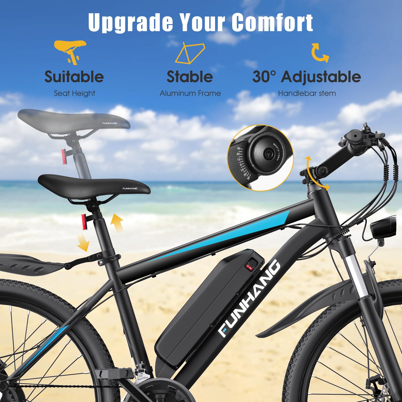 1000W Electric Bike for Adults - 50 Miles Range, 21.7MPH Speed - 26