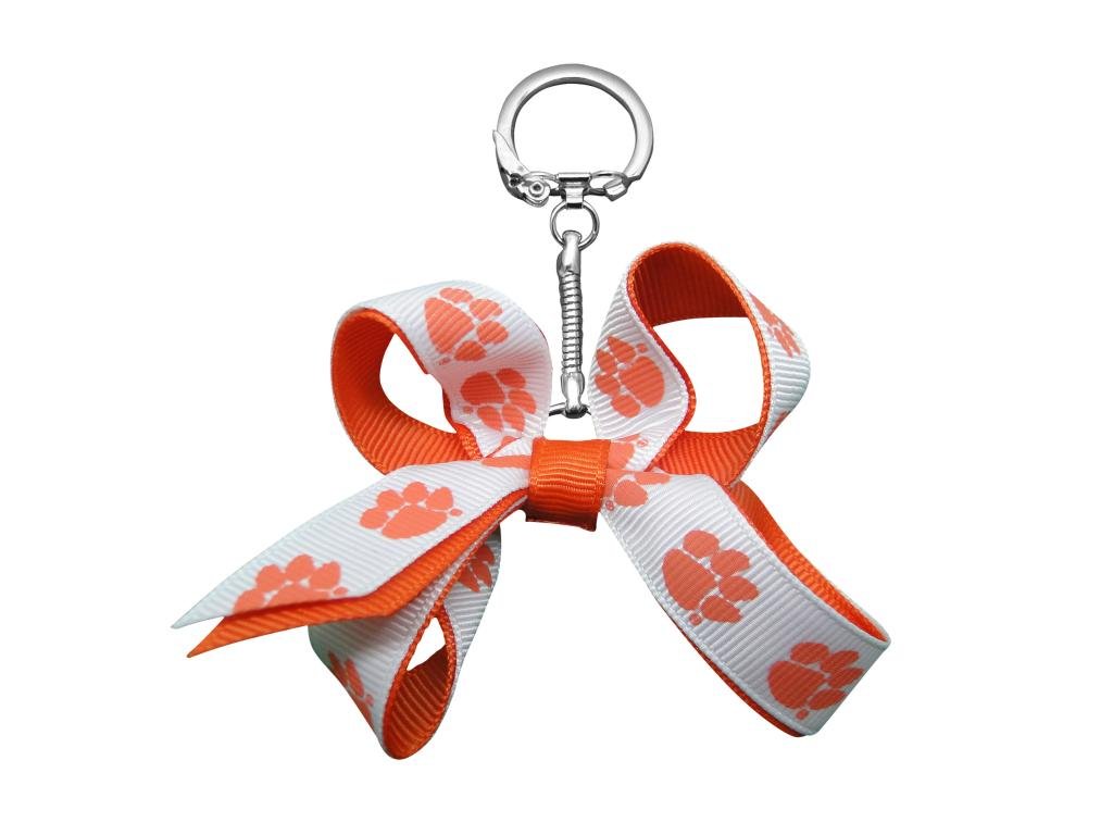 NCAA Clemson University Mini Bow Keychain - Stylish & Durable College Fan Accessory for Keys, Bags, and Gifts | Perfect for Game Day, Graduation & Tiger Pride
