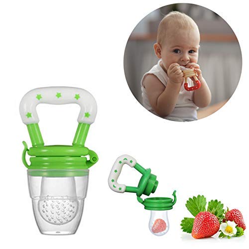 Safe-O-Kid® BPA-Free Baby Food Feeder – Non-Toxic Silicone Feeder for Fresh Fruits, Vegetables & Snacks – Ideal for Babies & Toddlers (Green, Pack of 2) – Perfect for Teething Relief & Healthy Snacking On-The-Go