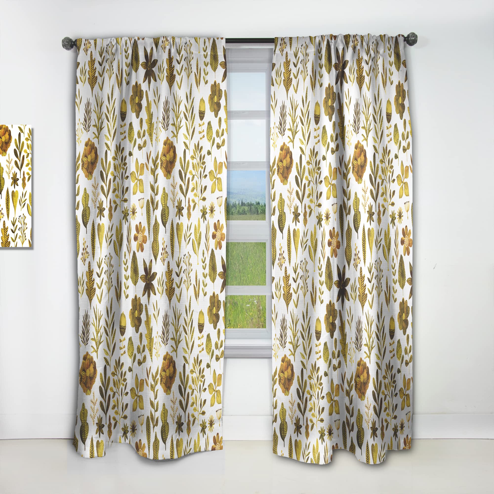 Watercolor Floral Botanical Curtains - Thermal Insulated Blackout Window Drapes for Bedroom & Living Room (52x90 Inches, Single Panel) - Perfect for Home Decor, Privacy & Light Control