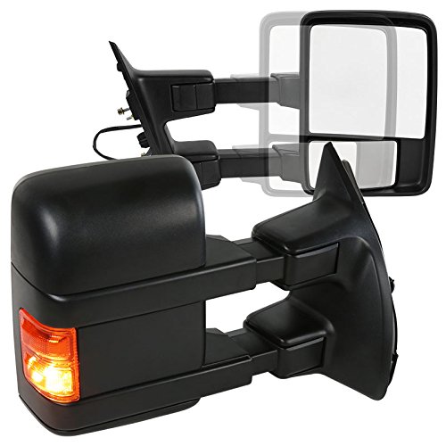Ford F250 Super Duty Manual Extendable Towing Mirrors with Amber Turn Signals - Pair for Enhanced Visibility & Safety | Perfect for Heavy-Duty Towing, Camping & Off-Road Adventures