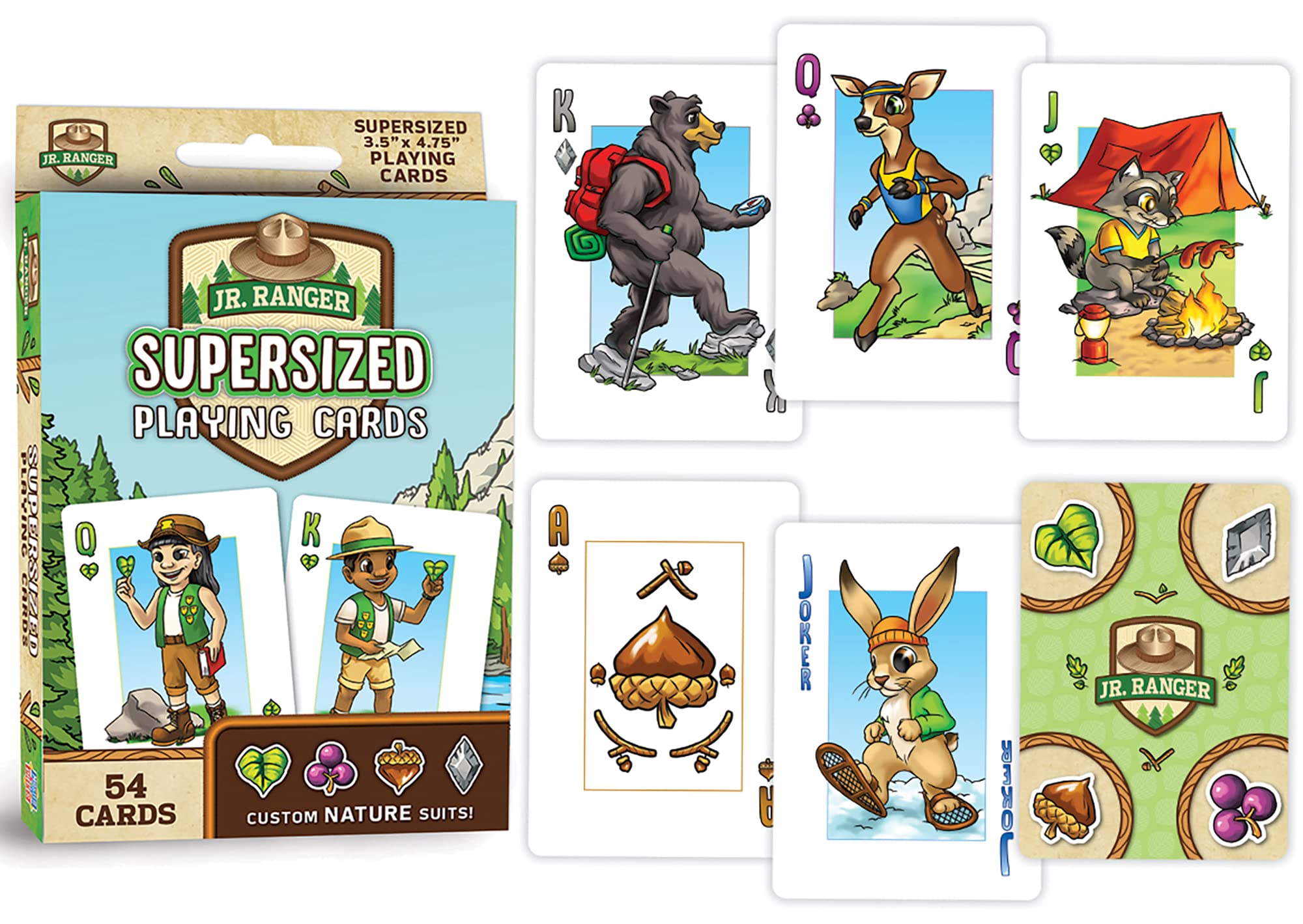 MasterPieces Licensed Kids Games - Jr Ranger - Supersized Playing Cards for Family Fun, Educational Games for Children Ages 4-8 | Perfect for Road Trips, Camping & Indoor Playtime
