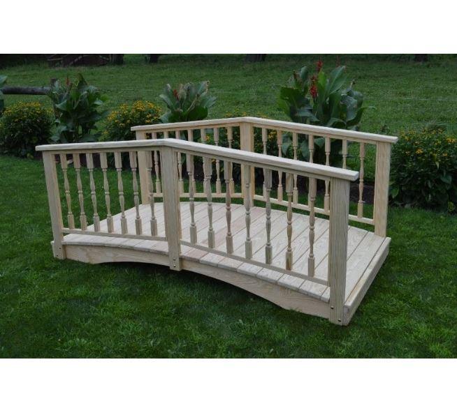 A & L Furniture Spindle Cedar Bridge - Rustic Wooden Footbridge for Garden, Yard, or Landscape Decoration - Perfect for Pathways, Ponds, and Outdoor Decor