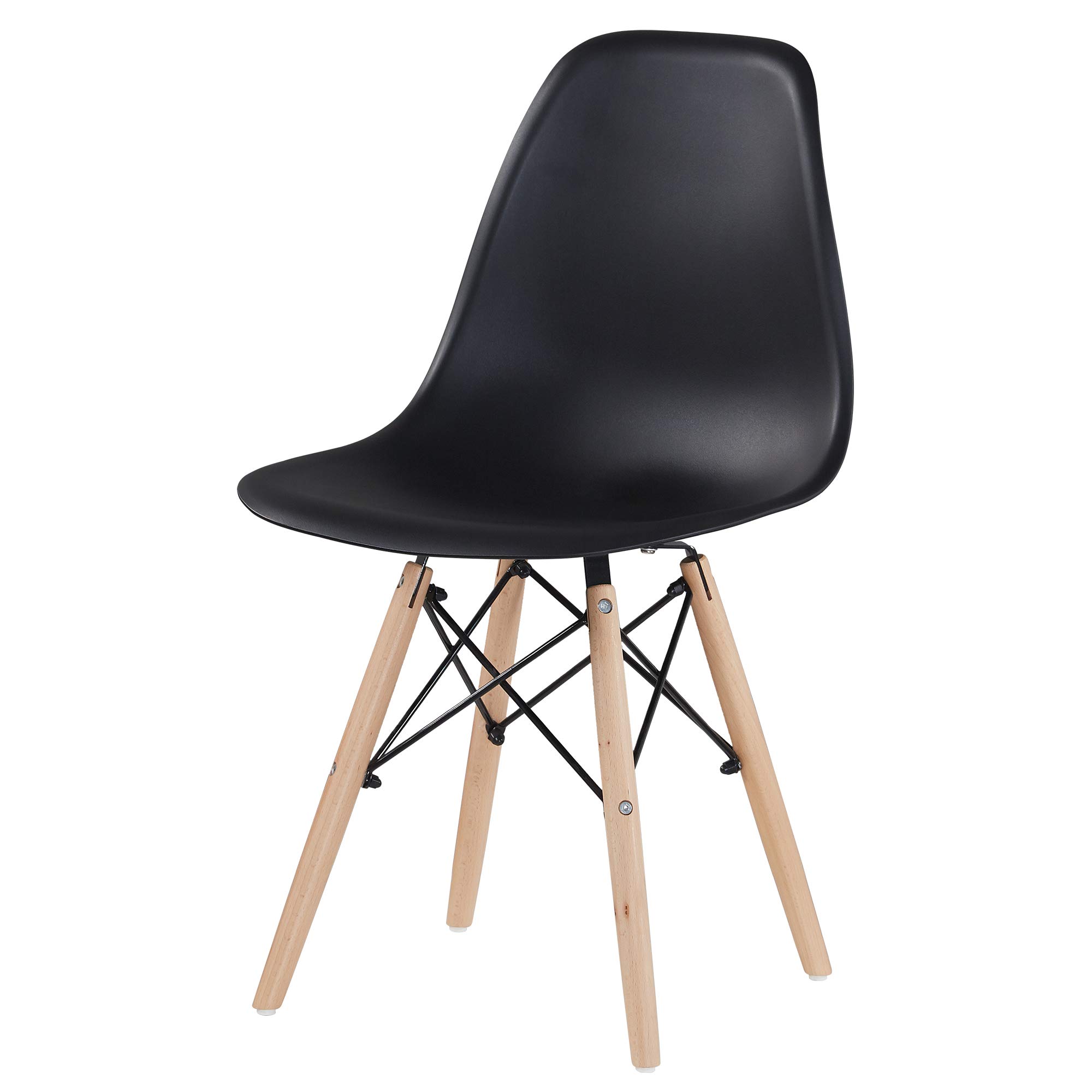 Modern Solid Wood Dining Chairs - Thickened Seat Lounge Side Chairs for Living Room, Bedroom & Dressing Area - Black Plastic Stool for Home Decor & Comfortable Seating