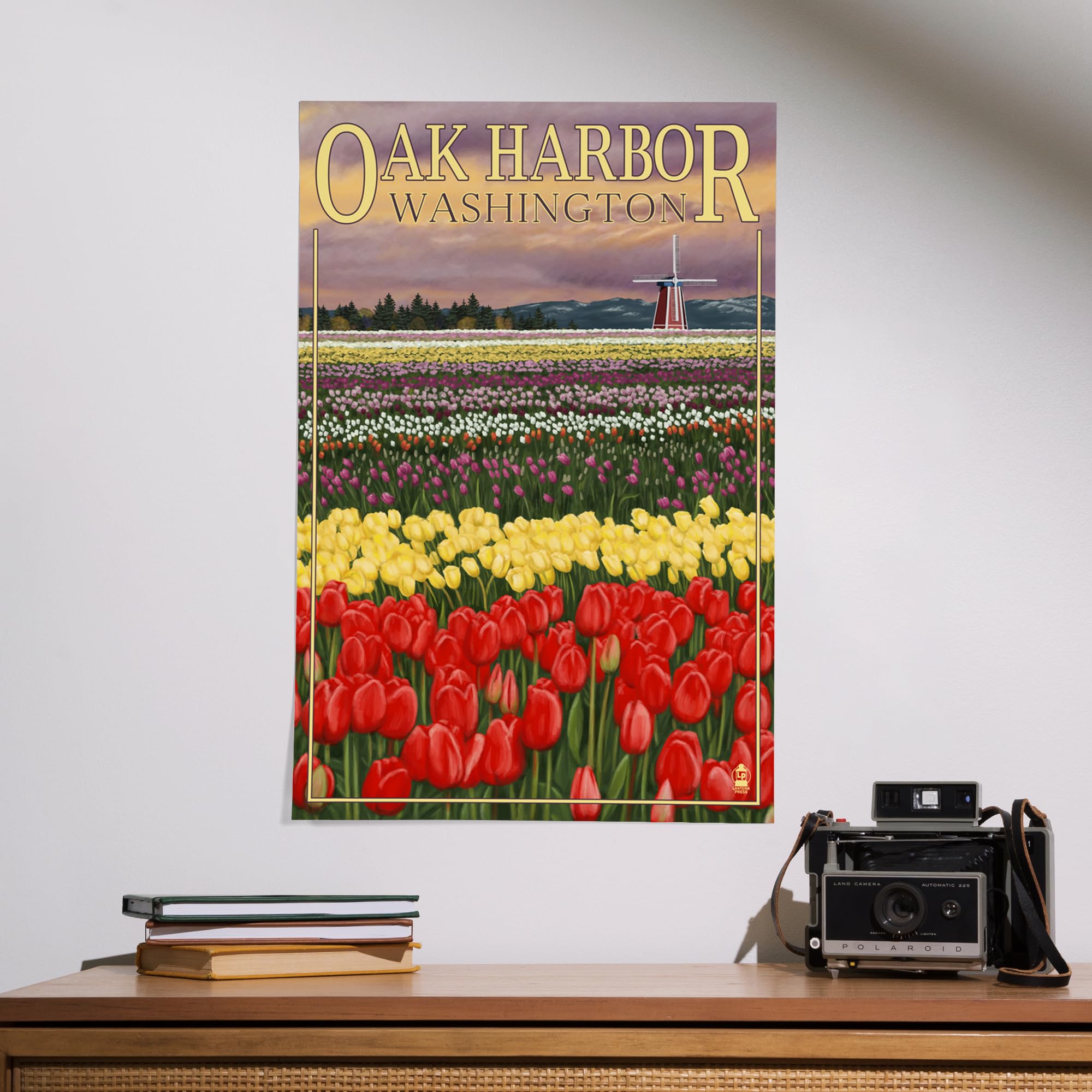 Lantern Press 16x24 Inch Giclee Print - Oak Harbor Washington Tulip Fields Wall Art - Perfect for Home Decor, Office & Living Room