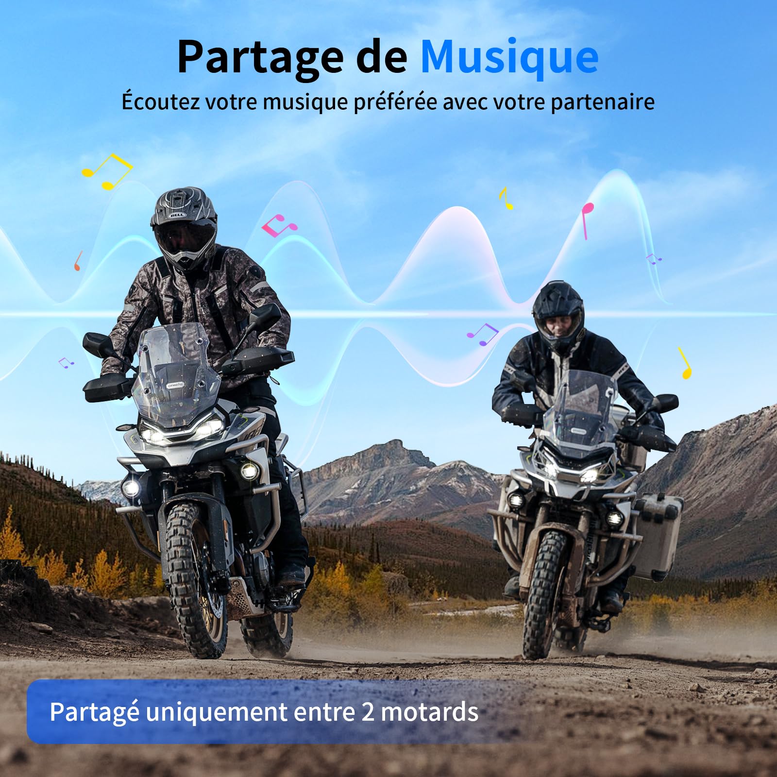 Fodsports M1-S Motorcycle Intercom - 4 Helmet Bluetooth System for Group Riding & Music Sharing