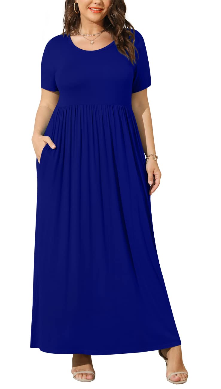 BISHUIGE Plus Size Maxi Dress for Women - Summer Long Dress with Pockets (XL-6X) | Beach Cover Up, Vacation Outfit, Casual Wear