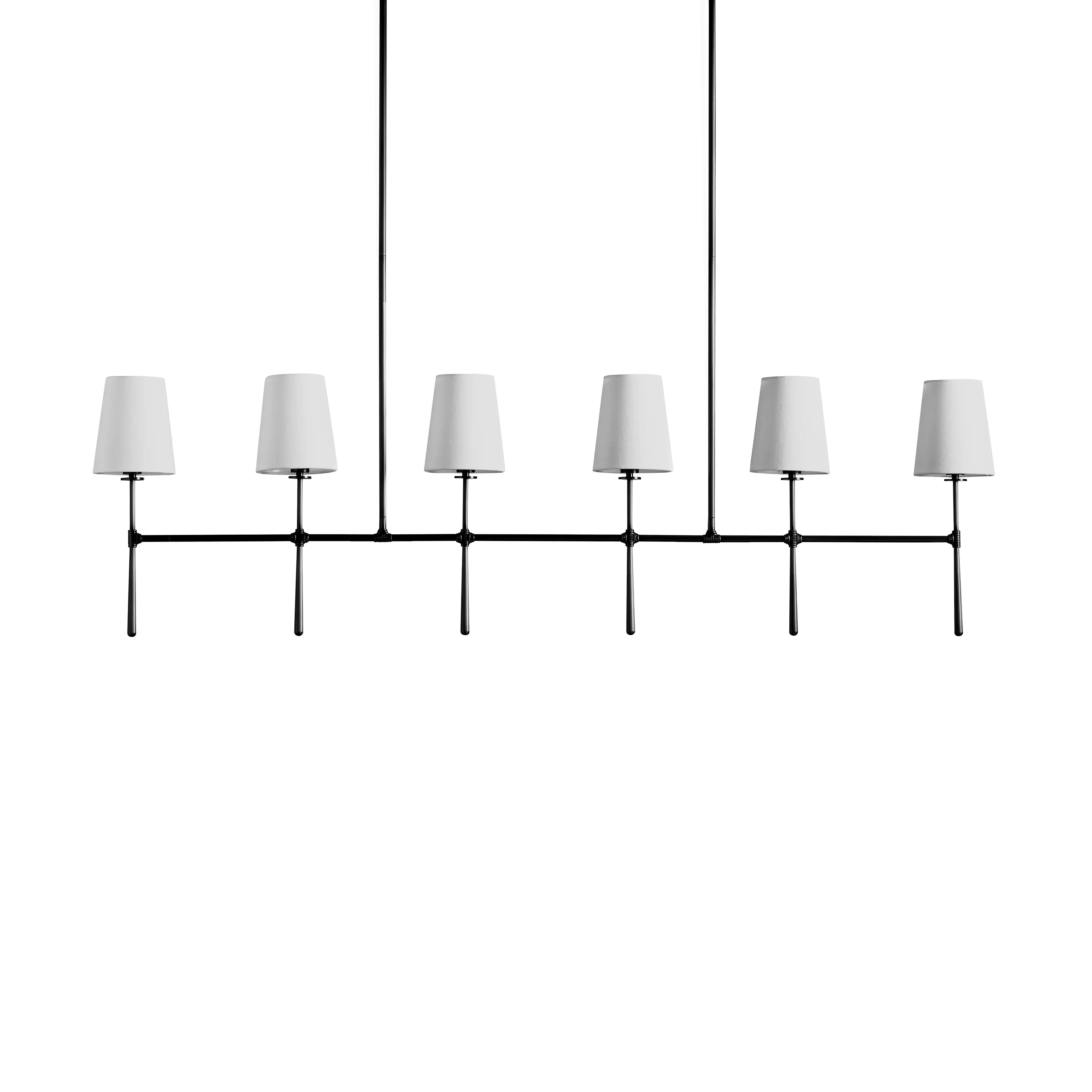 Modern Rhodes Linear Chandelier - Sleek 6-Light LED Pendant Lighting Fixture for Dining Room, Kitchen Island & Contemporary Home Decor | Dimmable, Gold Finish, Easy Installation
