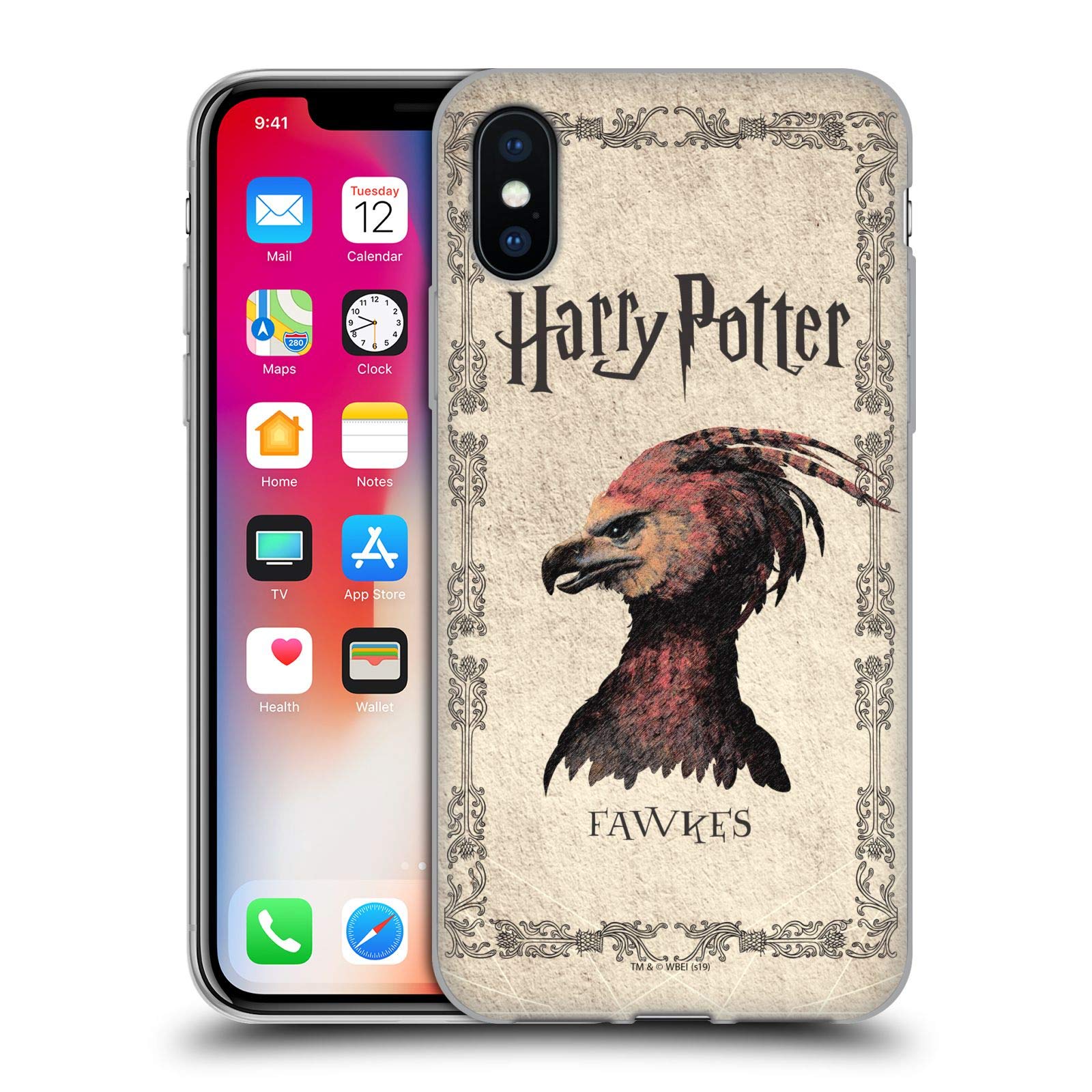 Official Harry Potter Fawkes Phoenix iPhone X/Xs Soft Gel Case - Licensed Chamber of Secrets Design - Perfect for Potter Fans, Cosplay & Themed Parties