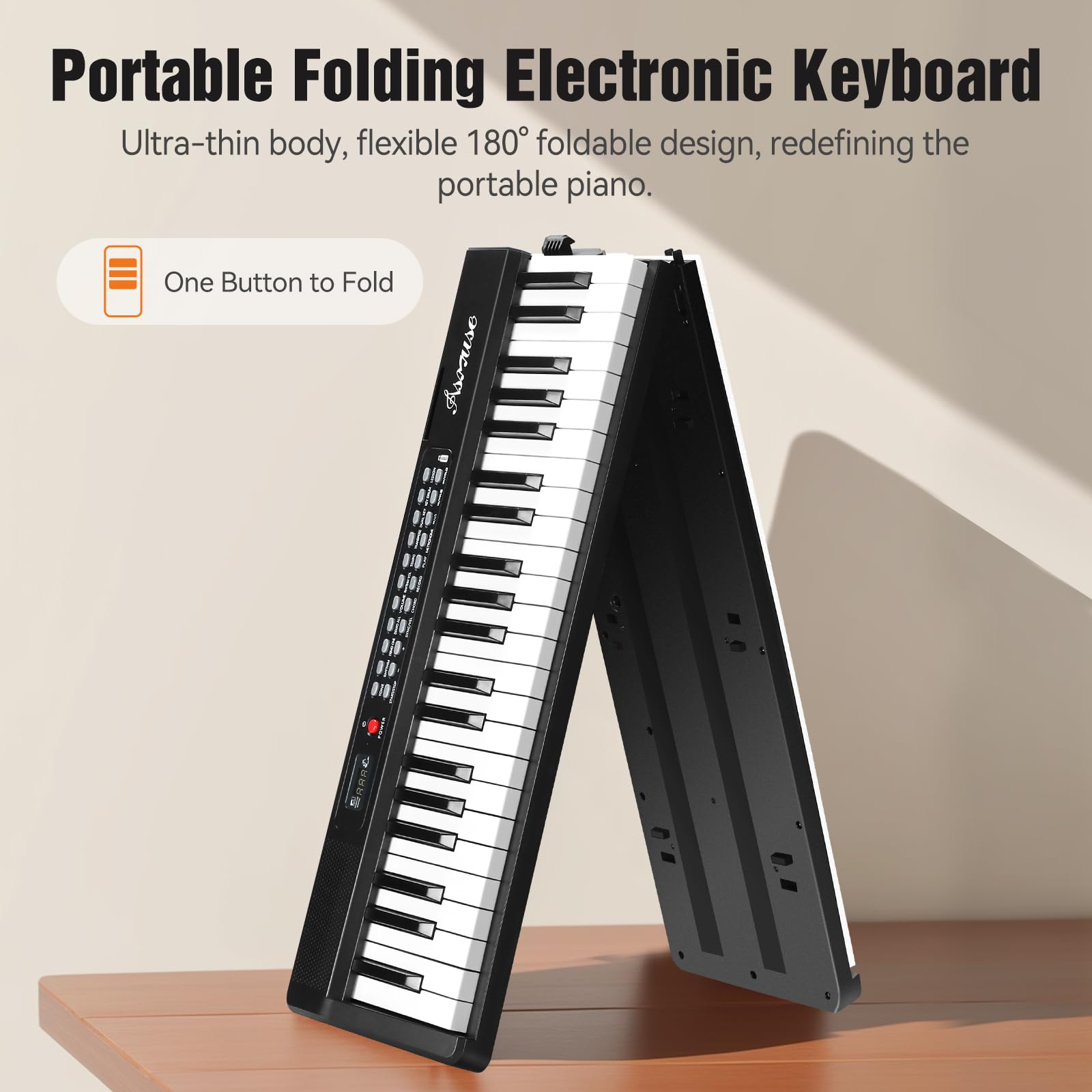 Asmuse 88 Key Portable Folding Digital Piano - Full Size Semi-Weighted Keyboard with Bluetooth MIDI, Sustain Pedal & Carrying Bag - Ideal for Beginners & Adults Practice at Home, Studio or Travel