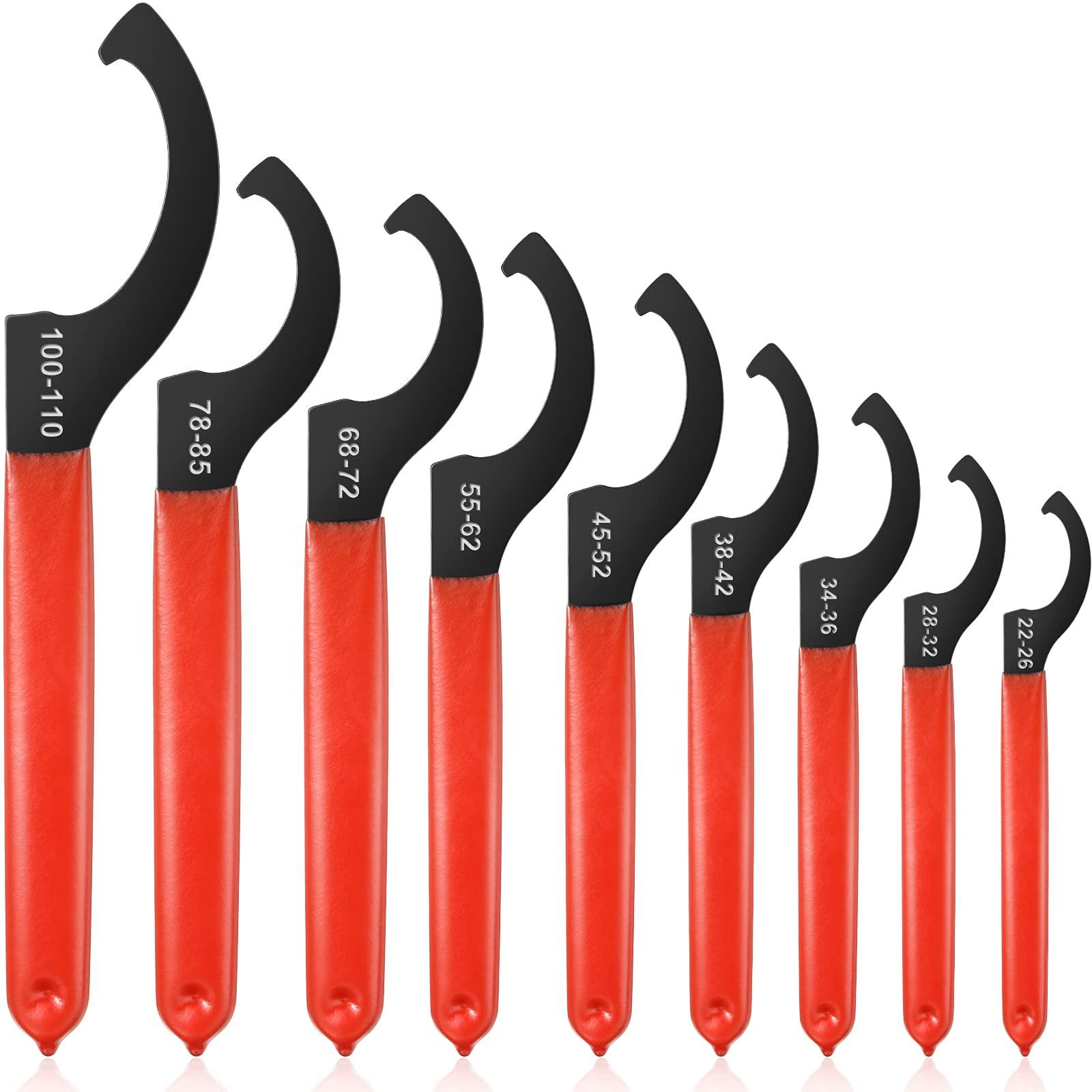 Honoson 9-Piece Adjustable Spanner Wrench Set - Steel Coilover Wrenches for Suspension & Shock Adjustments - Perfect for Automotive Repair, DIY Mechanics, and Off-Road Vehicle Maintenance