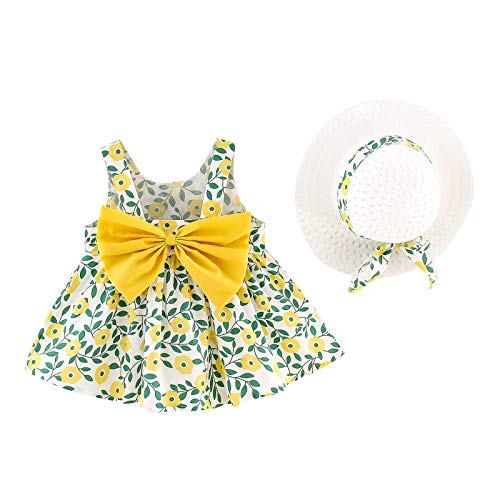**Floral Summer Dress for Girls | Baby Princess Outfit with Matching Hat & Suspenders | Toddler Dress for Outdoor Play, Birthday Parties & Photo Shoots**