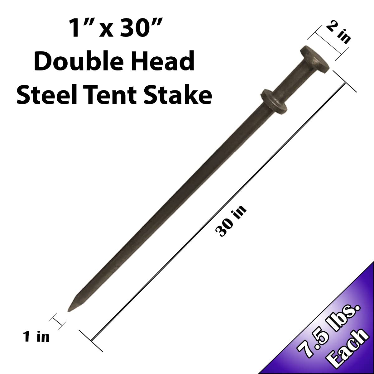 Heavy Duty Double Head Steel Tent Stakes - 30 Inch Commercial Ground Anchors for Inflatables, Party Tents & Camping Shelters (4-Pack) - Perfect for Outdoor Events, Beach Setups & Windy Conditions