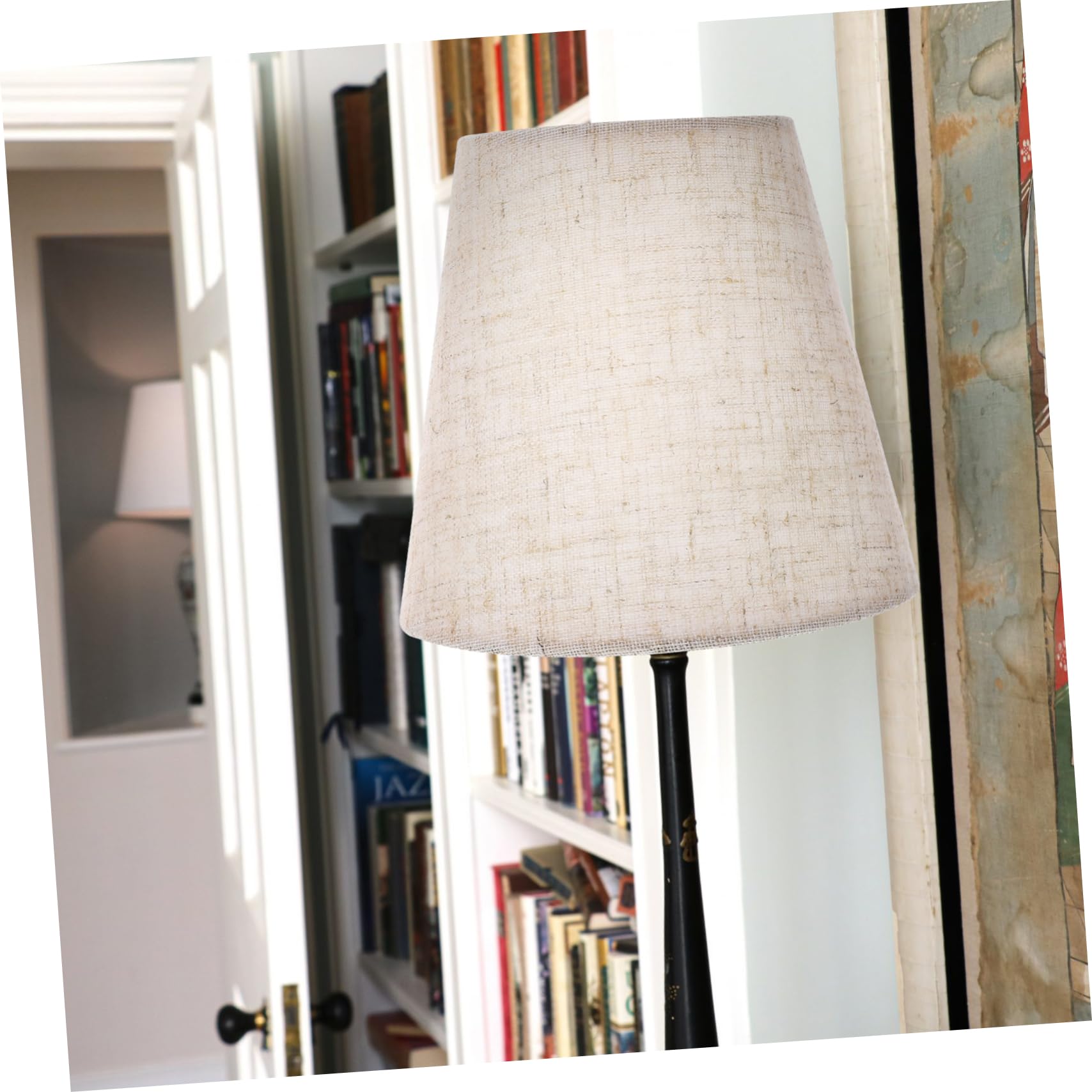 Uonlytech Clip On Fabric Lamp Shade - Drum Chandelier & Hardback Lampshade for Table, Floor, Wall Lights - Perfect for Bedroom, Restaurant & Hotel Decor (White/Beige)