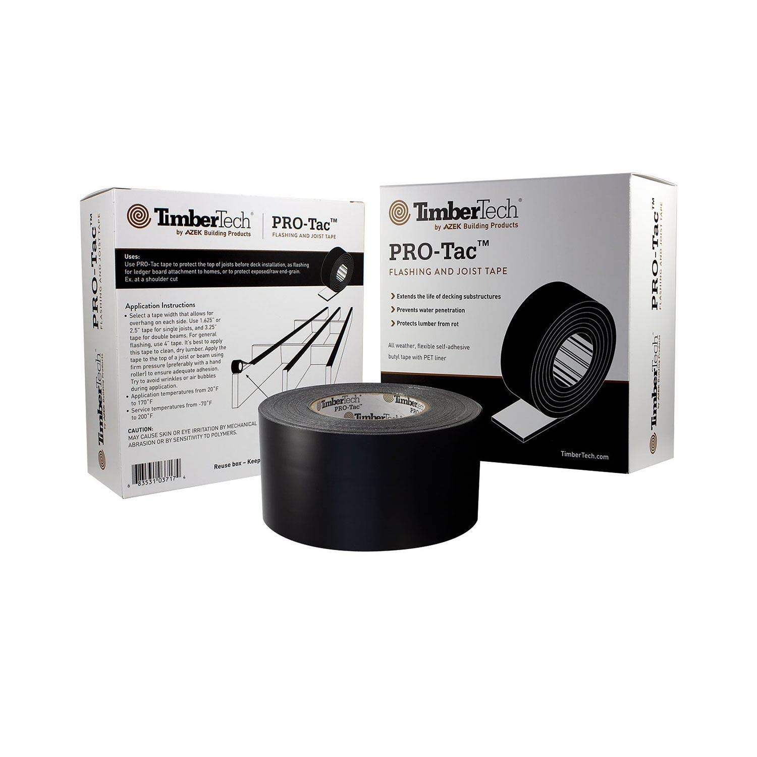TimberTech PRO-Tac Deck Flashing and Joist Tape - 65 Feet Roll - 3.25 Inch Width - Waterproof Protection for Deck Joists, Beams and Ledger Boards - Perfect for Outdoor Deck Construction and Repair