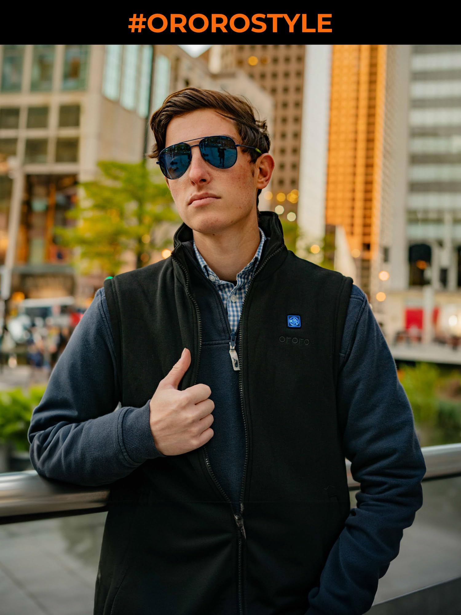 ORORO Men's Heated Vest with Rechargeable Battery - Lightweight Electric Fleece Jacket for Winter Warmth - Perfect for Outdoor Activities, Camping & Cold Weather Commutes