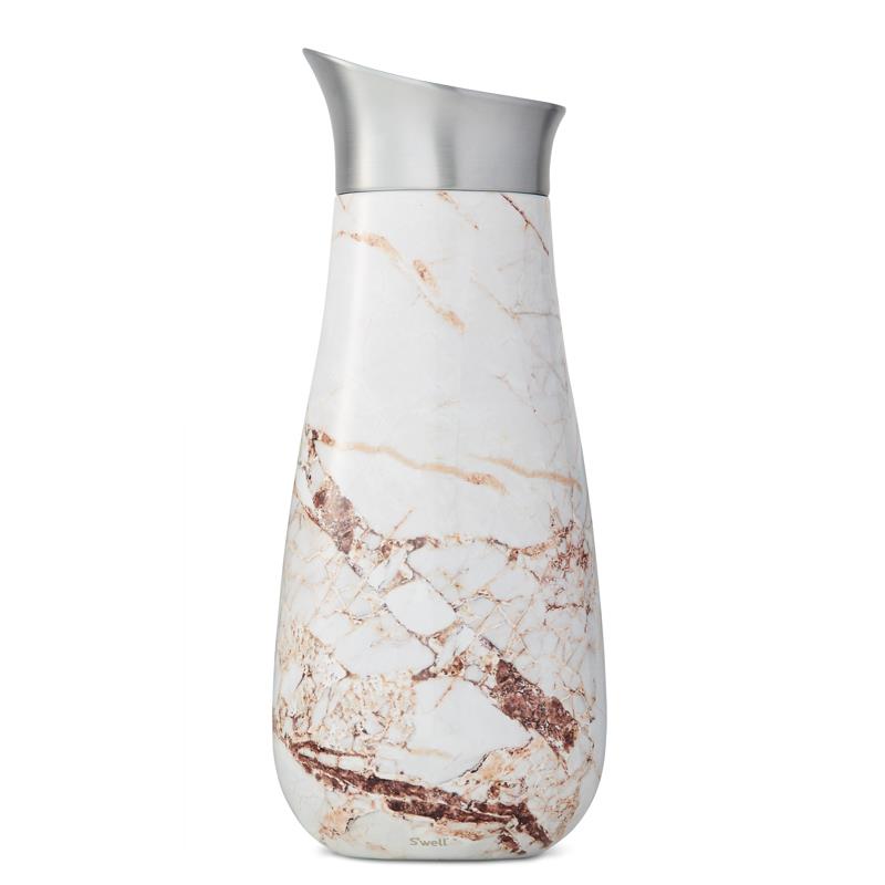 Premium 1.5L Swell Bar Carafe - Elegant Calacatta Gold Design | Perfect for Cocktails, Wine Decanting & Home Bar Decor | BPA-Free Glass Pitcher for Entertaining