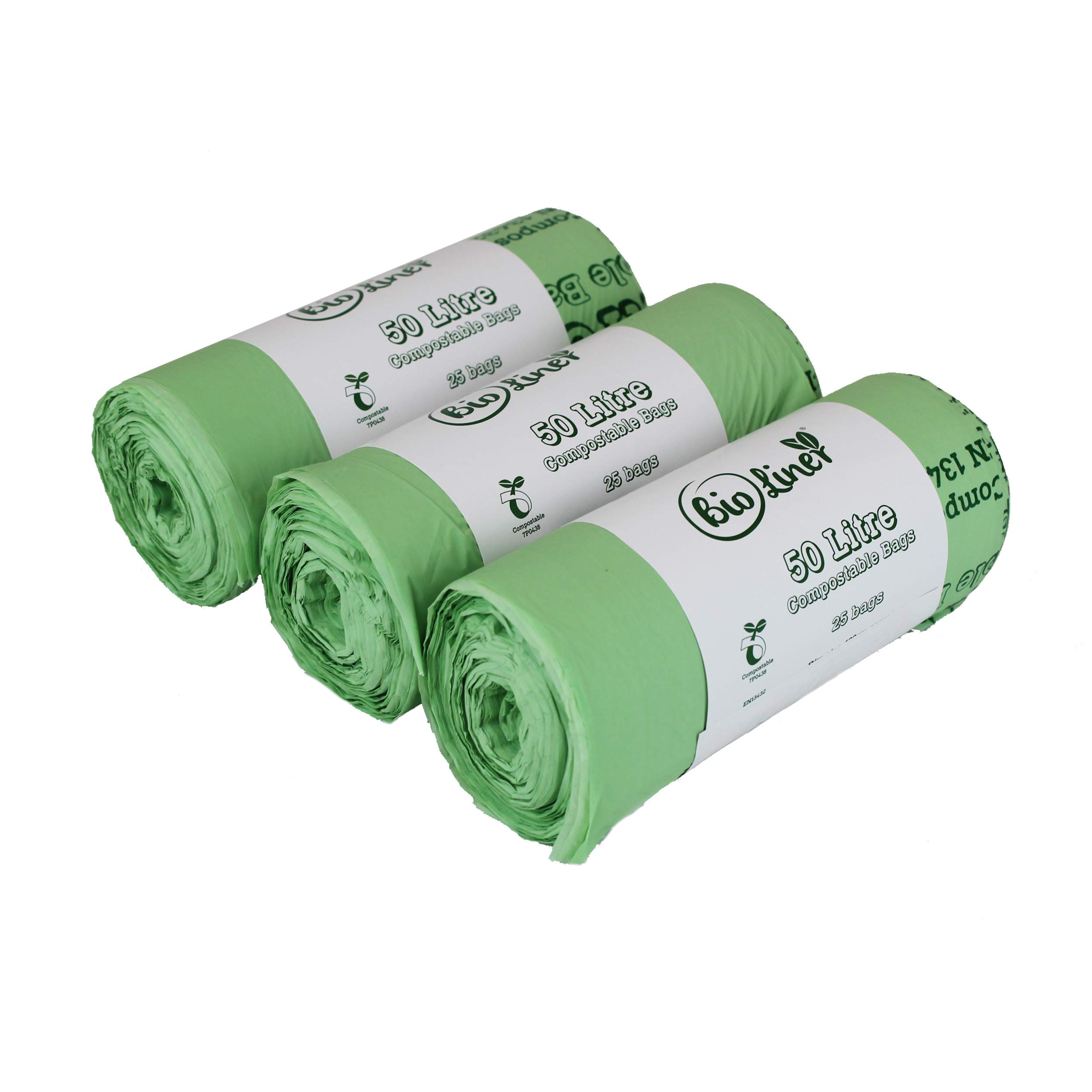50L x 75 Count Compostable Kitchen Trash Bags - Biodegradable Food Waste Bin Liners - EN 13432 Certified Eco-Friendly Garbage Bags for Swing Bin - Perfect for Home, Office & Restaurant Waste Disposal