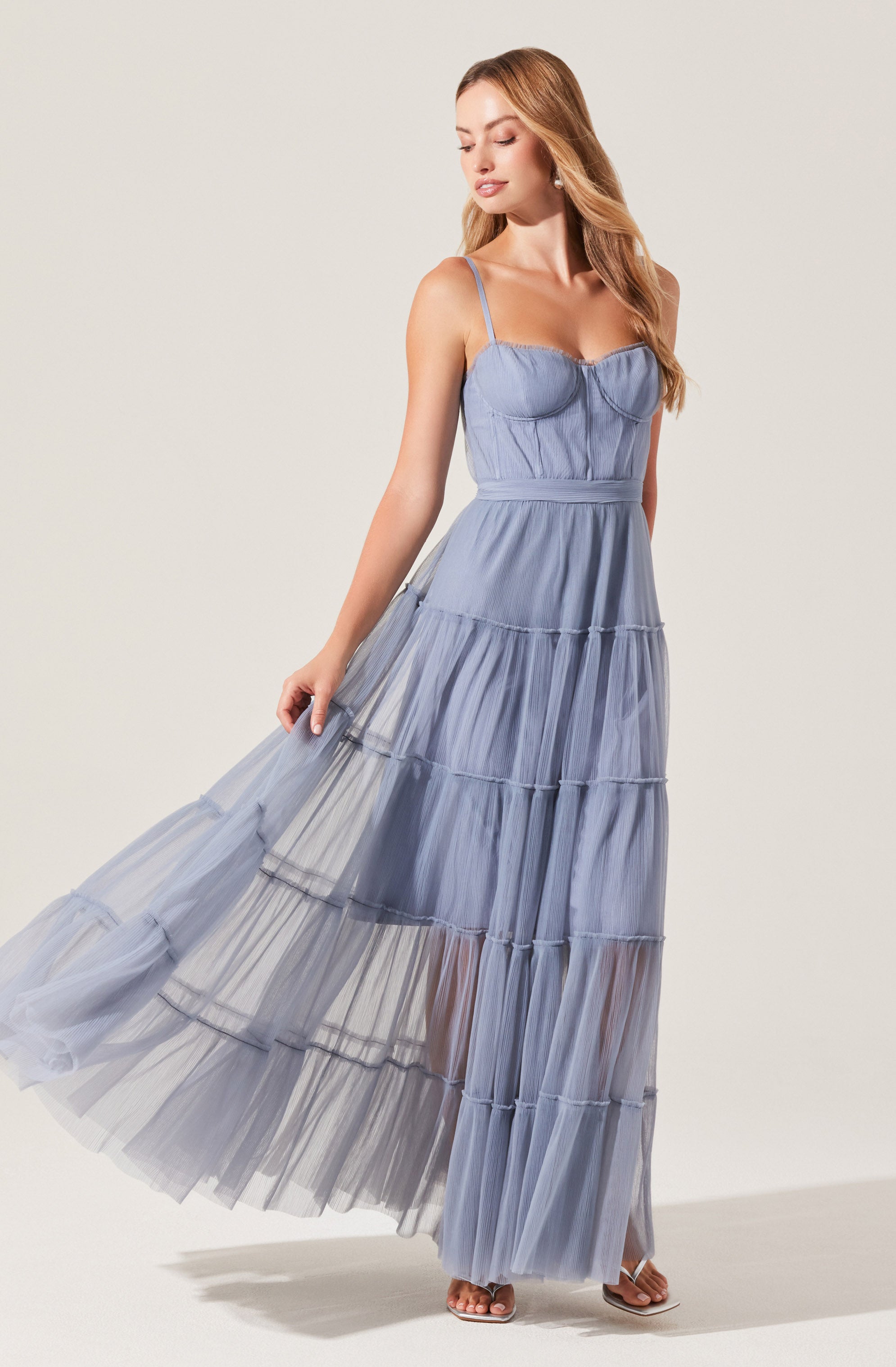 Mireya Elegant Bustier Tulle Maxi Dress for Women - Perfect for Weddings, Prom & Evening Gala Events