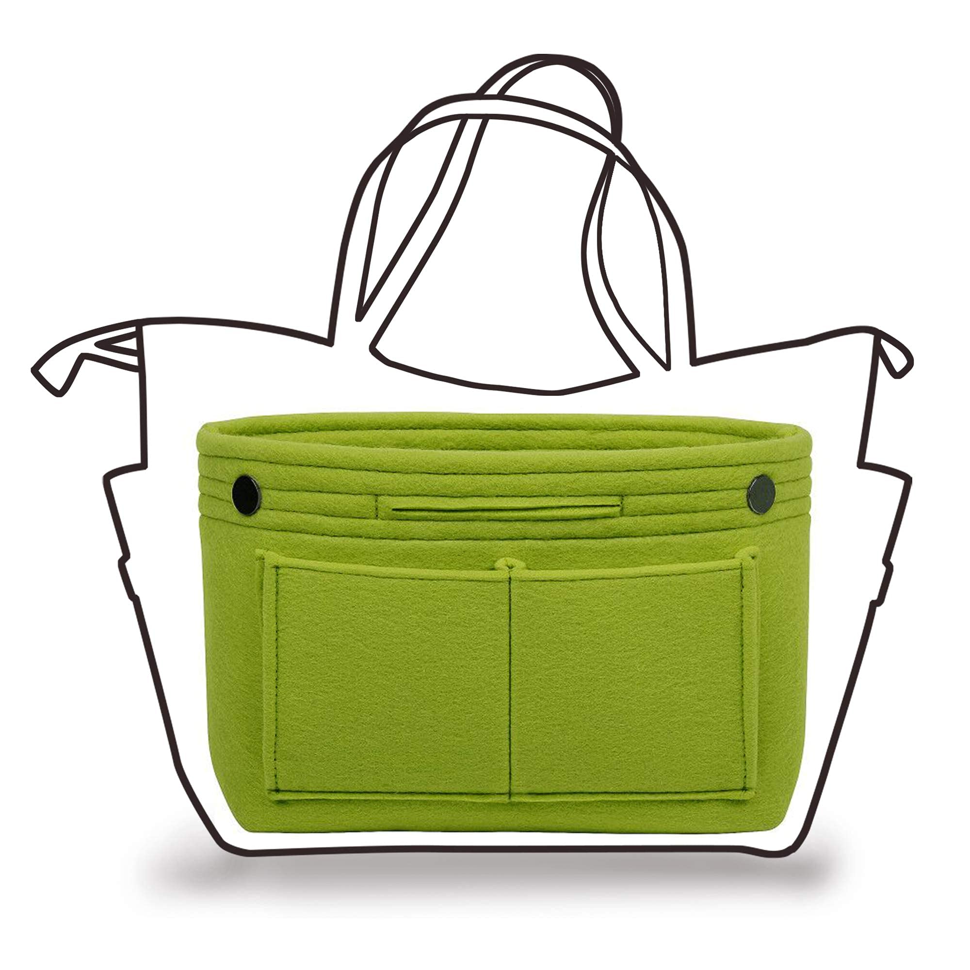 TOPHOME Felt Handbag Organizer Insert - Bag in Bag Cosmetic Storage & Makeup Organizer for Women | Portable Travel Accessories | Perfect for Purse, Tote & Backpack Organization (Green)