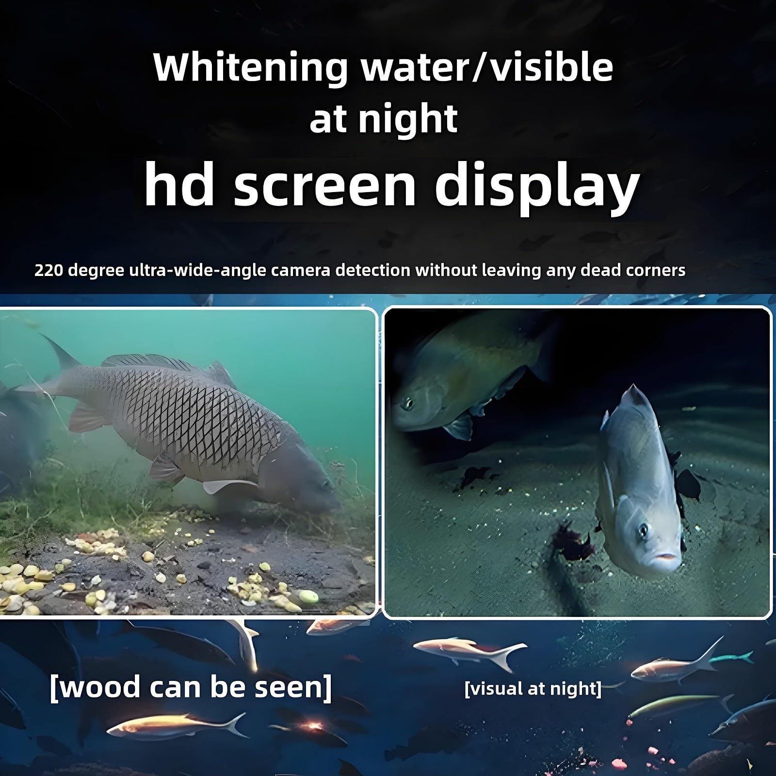 Colitt Underwater Fishing Camera - 4.3/5 Inch IPS Wide Angle Display, 220° Viewing Angle, 15m Depth for Fish Monitoring & Ice Fishing | Perfect for Freshwater, Saltwater & Night Fishing Adventures