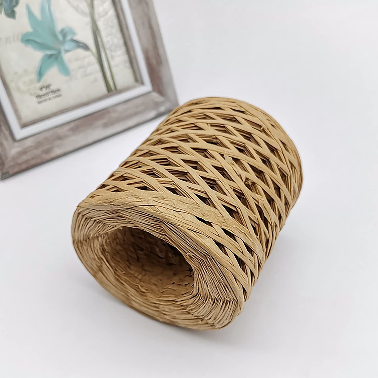 Natural Raffia Yarn Roll - Decorative Gift Wrapping Ribbon, Straw Packaging Paper Twine for DIY Crafts, Gift Boxes & Party Decor (Khaki) - Perfect for Rustic Weddings, Handmade Cards & Eco-Friendly Packaging