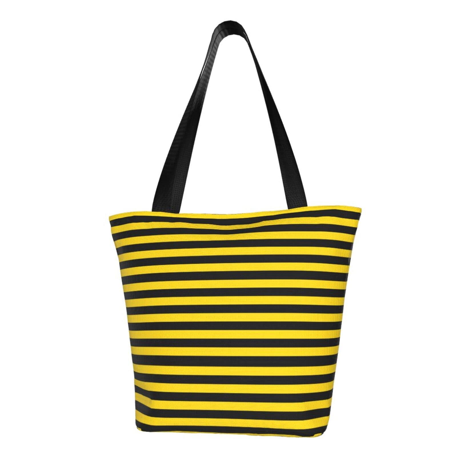 Stylish Bumblebee Stripes Tote Bag for Women & Girls - Reusable Shoulder Handbag & Shopping Bag - Perfect for Groceries, Beach Trips, and Daily Errands