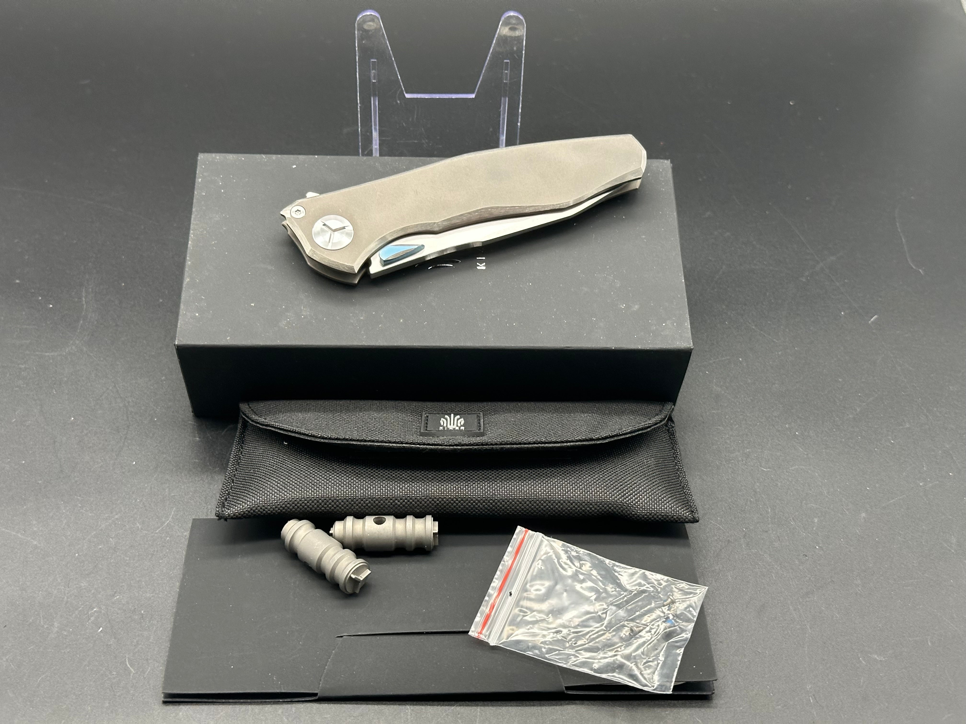Kevin John Wing Integral Titanium Handle Folding Knife with M390 Blade - EDC, Outdoor, Camping & Survival Tool