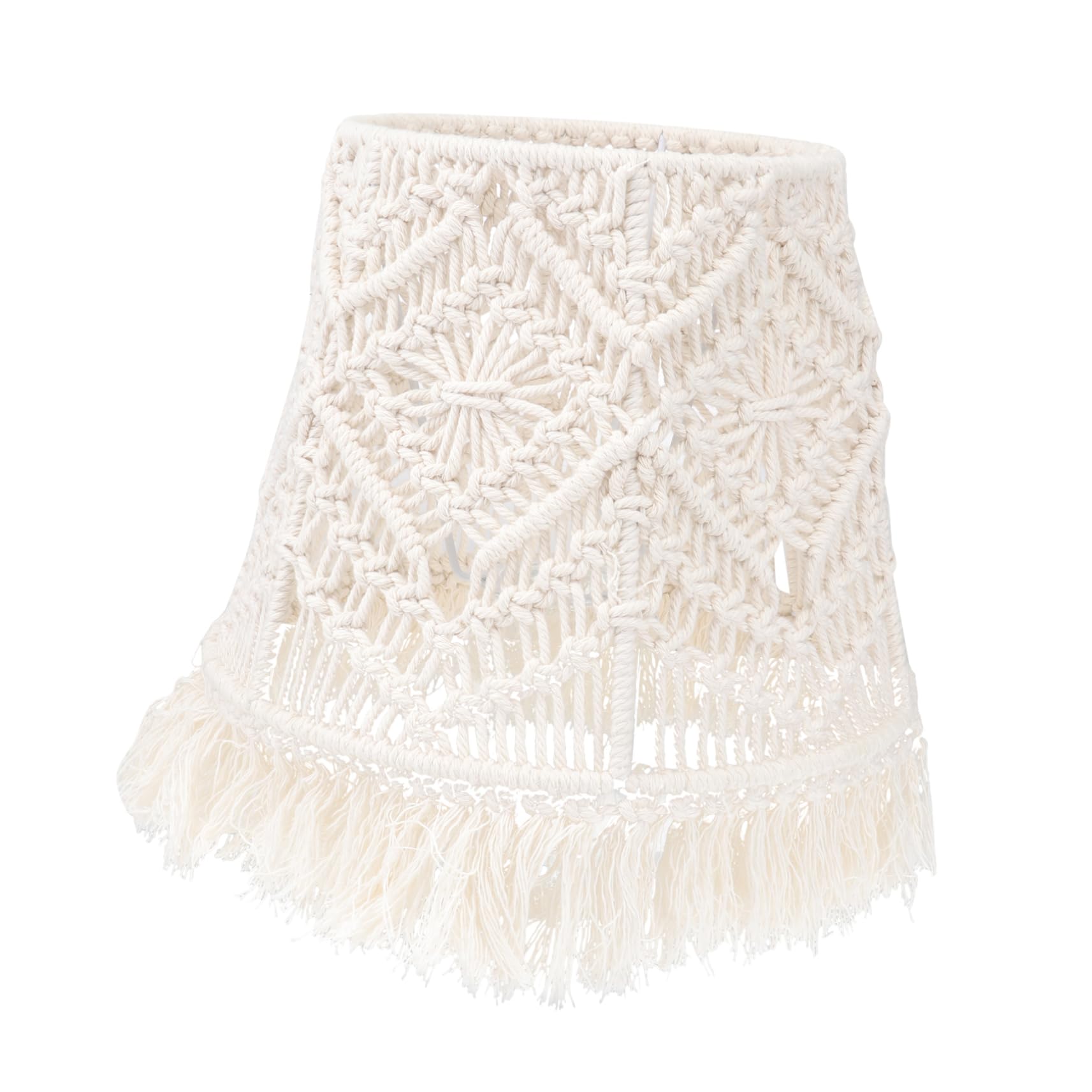 Handmade Cotton Rope Macrame Lamp Shade - Bohemian Pendant Light for Chandelier, Boho Home Decor | Perfect for Living Room, Bedroom & Dining Room Lighting
