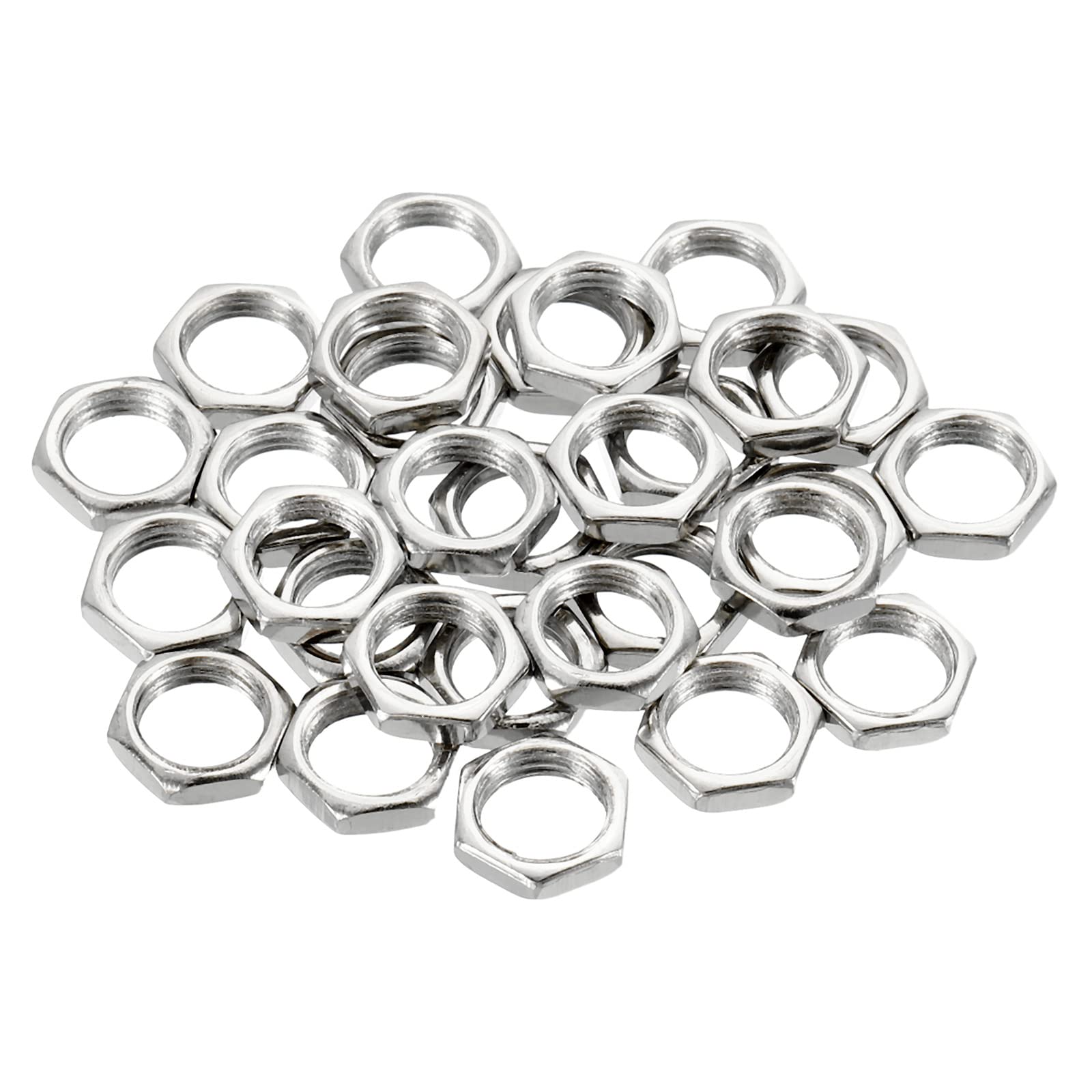 PATIKIL M8 x 0.75 Steel Hex Nuts - 30 Pack Metric Thread Zinc Plated Fastener Hardware - 2mm Height - for Automotive, Machinery & DIY Projects