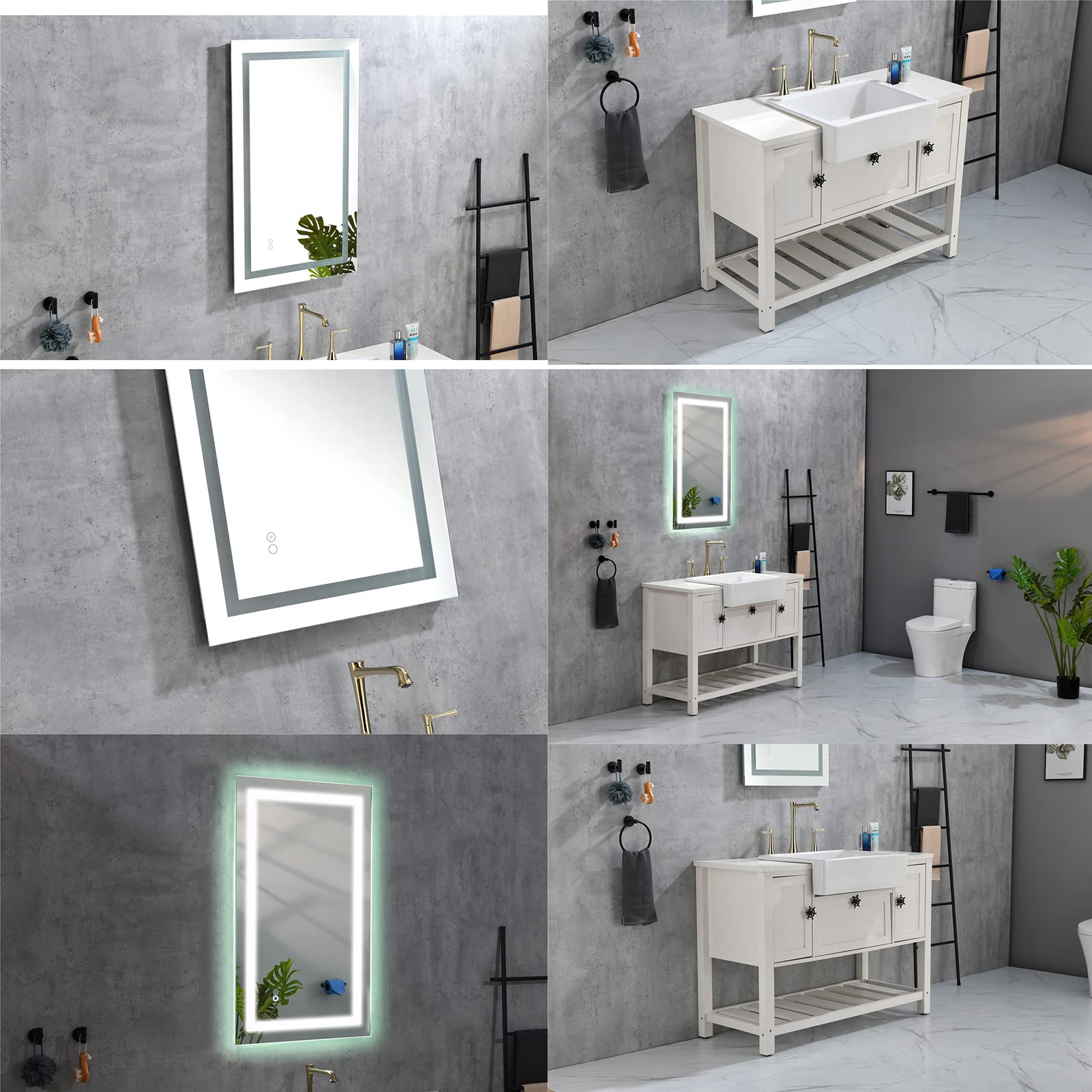 Smart LED Bathroom Mirror with Anti-Fog & Dimmable Lights - Adjustable White/Warm/Natural Lighting, Wall Mounted Vanity Mirror (40