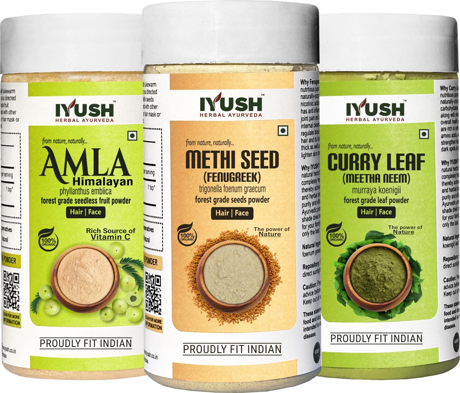 Organic Ayurvedic Amla Powder with Curry Leaves & Fenugreek Powder for Hair Growth – 300g | Natural Hair Mask for Dry, Frizzy Hair & Scalp Care | Volumizing Treatment | Skin & Hair Wellness | Perfect for DIY Hair Masks & Ayurvedic Beauty Routines