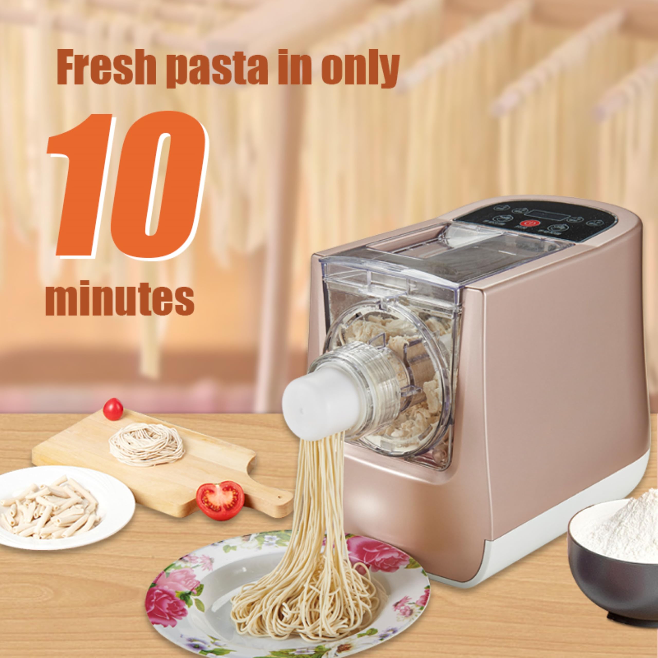Automatic Pasta Maker Machine 300W - Electric Pasta Noodle Maker for Homemade Spaghetti, Fettuccine, Lasagna, Ravioli, Penne & Dumpling Wrappers - Easy Control Panel - Perfect for Italian Cuisine, Family Dinners & Restaurant-Style Meals
