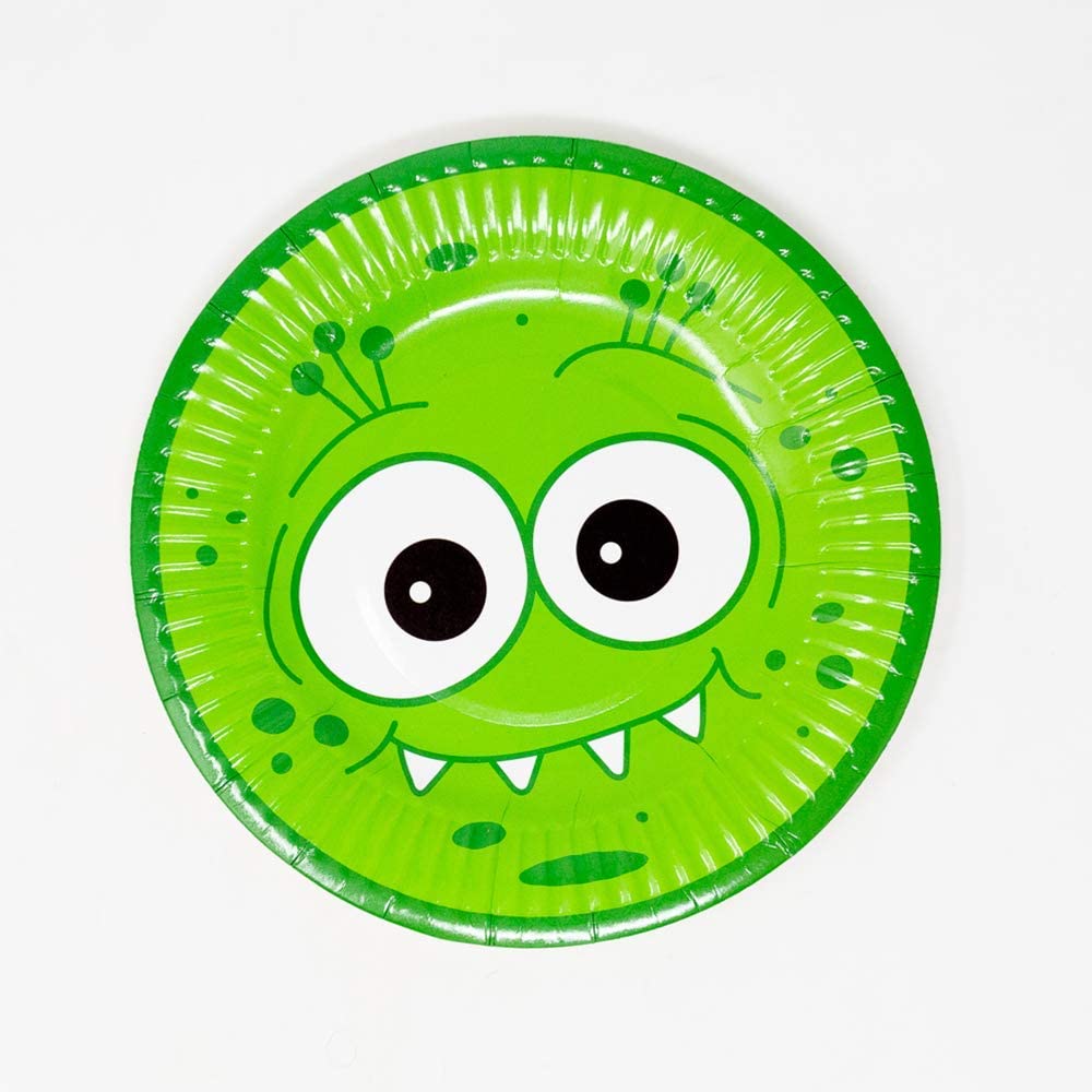 Monster Deluxe Party Supplies Kit (123 Pieces for 16 Guests) - Complete Monster Birthday Party Decorations Set with Plates, Napkins & Tableware - Perfect for Monster Themed Parties, 1st Birthdays & Halloween Celebrations