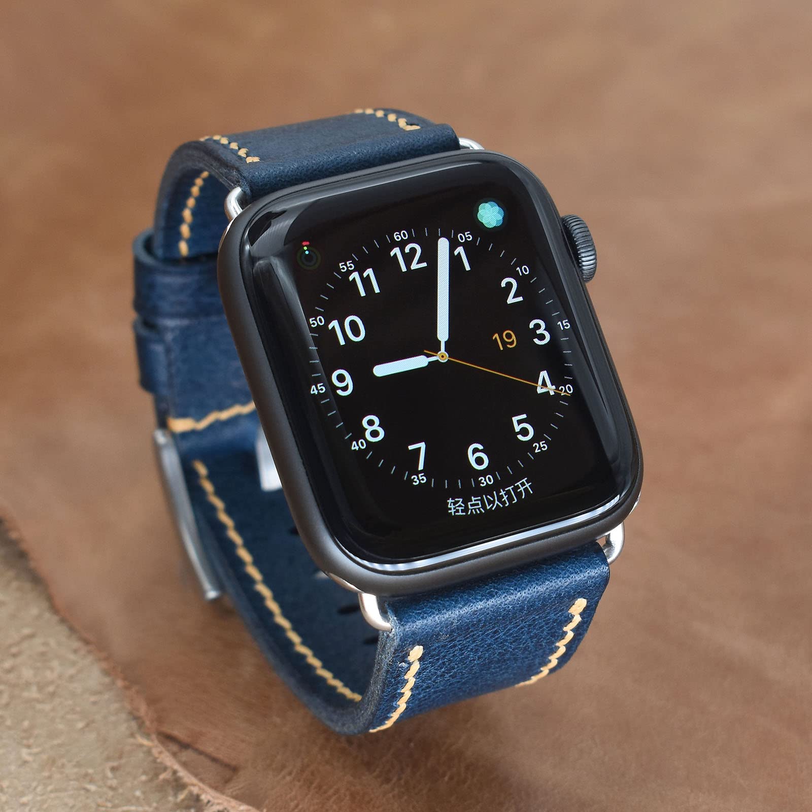 Premium Genuine Leather Apple Watch Band - Compatible with 38mm/40mm/41mm & 42mm/44mm/45mm Models - Vintage Full Grain Leather Strap for Series 9/8/7/6/5/4/3/2/1/SE - Perfect for Business, Casual & Everyday Wear
