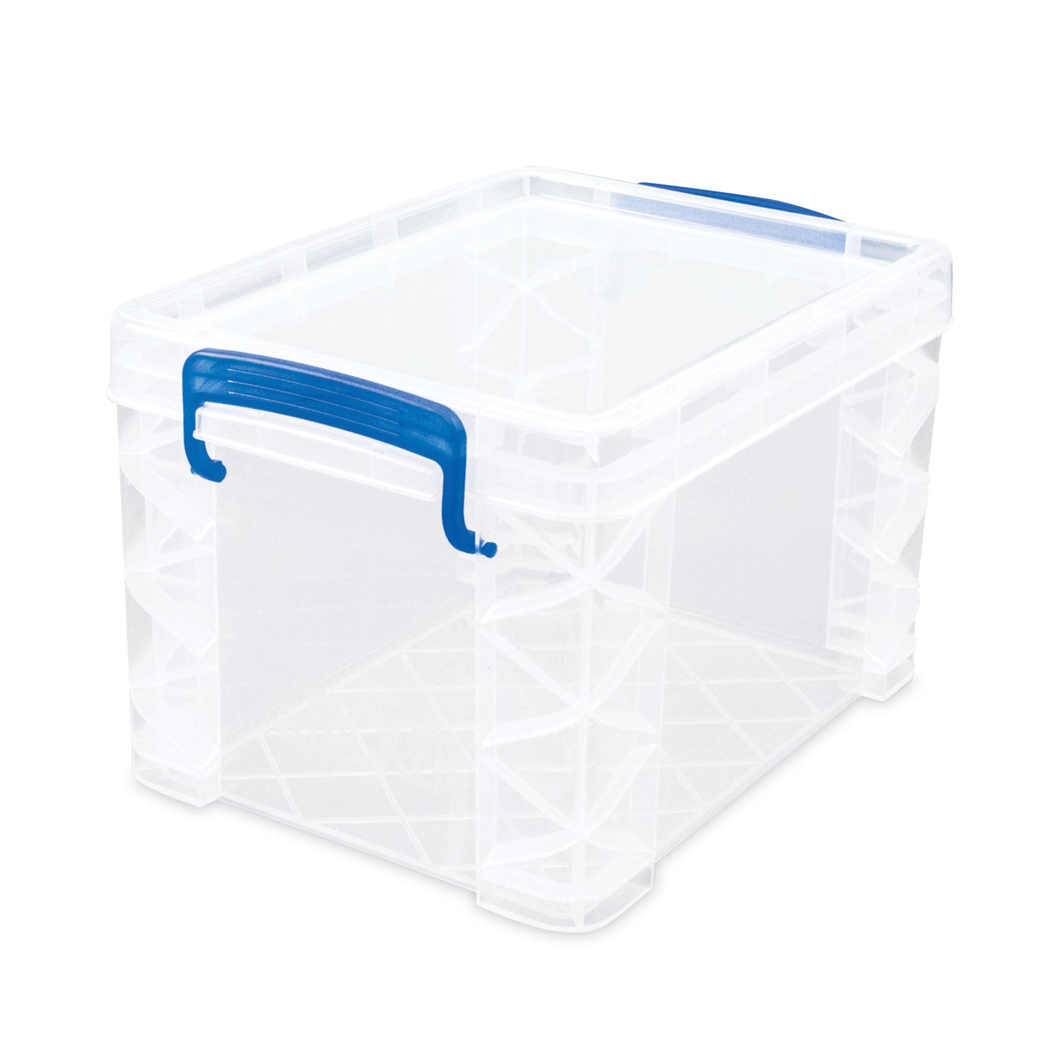 Advantus Super Stacker Lift Off Lid Storage Tote - 7.25 x 10.88 x 6.38 Inches - Transparent Blue Plastic Organizer Bin for Home, Office & Craft Supplies - Perfect for Closet, Pantry & Toy Storage