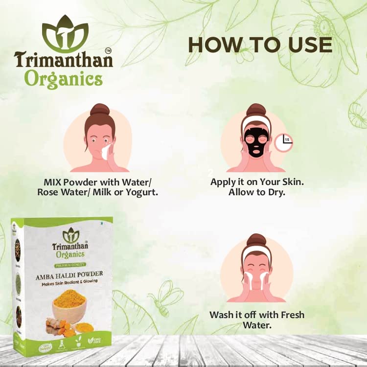 Trimanthan Organics Pure Wild Turmeric Powder (100g) - Natural Kasturi Haldi for Skin Brightening & Face Care | Organic Amba Haldi Powder | Use for DIY Face Masks, Skin Lightening & Ayurvedic Beauty Treatments