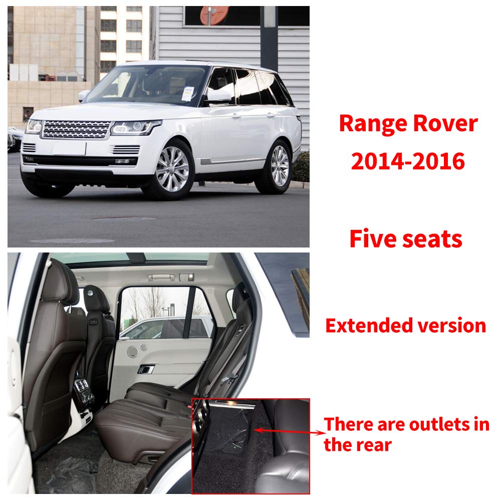 Premium Car Floor Mats for Range Rover 5-Seat Models 2014-2016 - Extended Version with Rear Outlets | Full Coverage Non-Slip Leather Floor Liners in Black-Red | Perfect for All-Weather Protection & Interior Customization