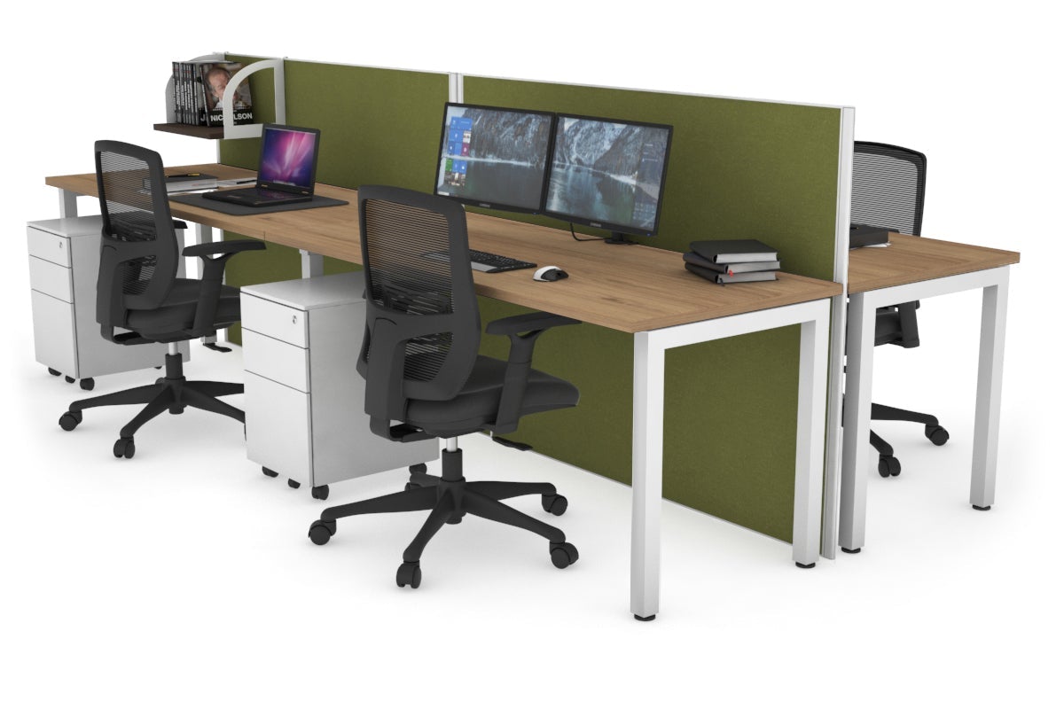 Horizon Quadro 4-Person Office Workstation Bench with Square Legs - 1800L x 700W Dimensions - Perfect for Conference Rooms, Coworking Spaces & Office Workstations