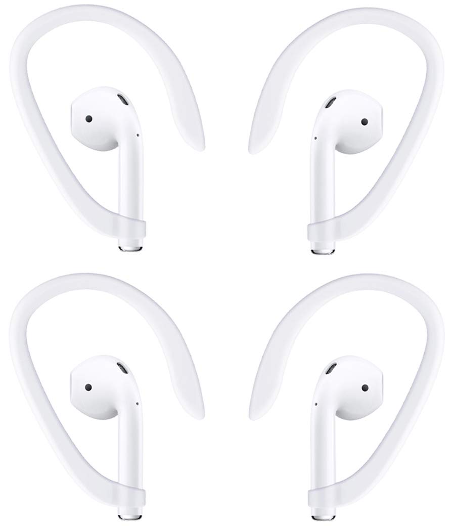 4 Pack AirPods Ear Hooks for AirPods 1/2/Pro - Secure Fit Sports Accessories for Running, Gym & Workout - TEEMADE Anti-Slip Silicone Earbud Covers (White)