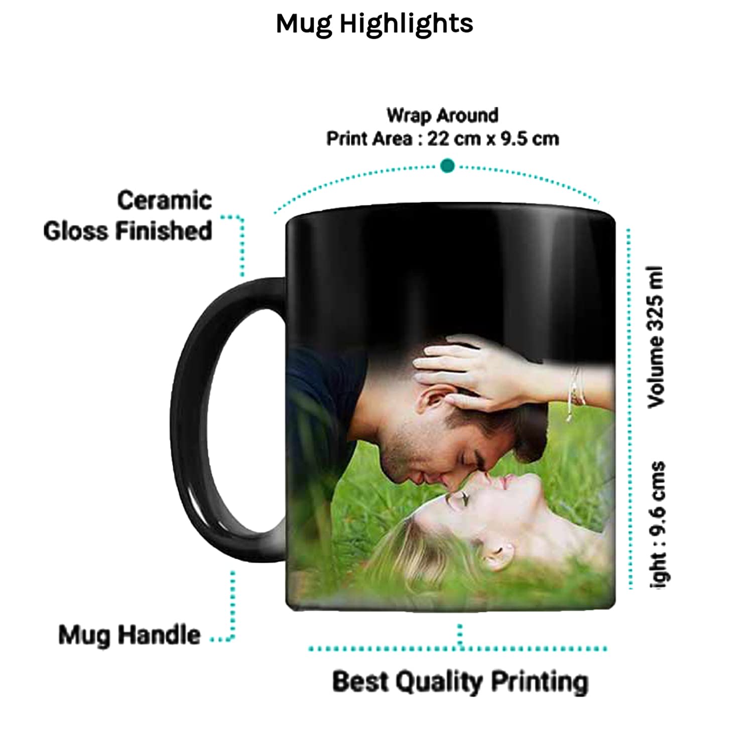 Personalized Magic Photo Mug - 11oz Black Color Changing Ceramic Cup with Custom Picture - Unique Gift for Birthday, Anniversary, Valentine's Day (Husband, Wife, Couples) - Perfect for Coffee, Tea & Surprise Moments