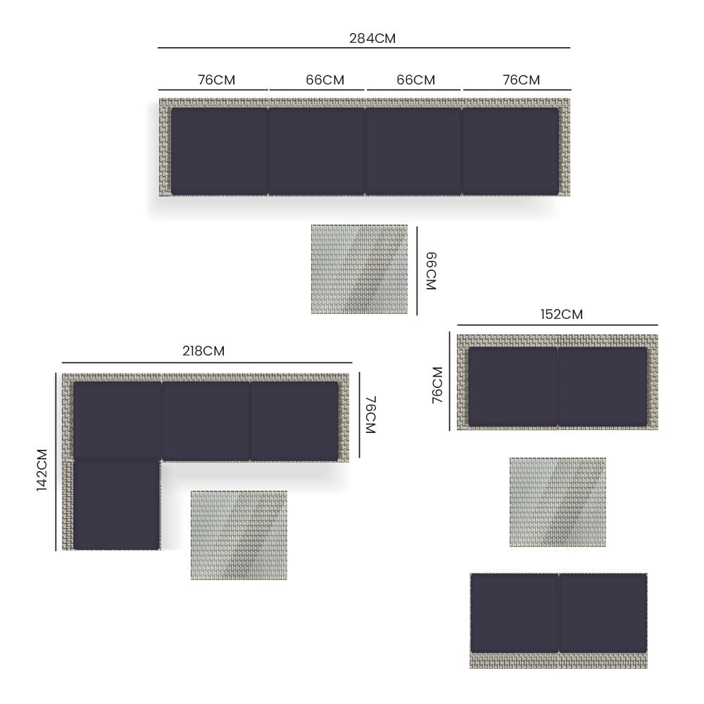 5-Piece Outdoor Modular Lounge Set with Coffee Table - Waterproof & UV-Resistant Grey Patio Furniture for Backyard, Poolside, or Garden Relaxation
